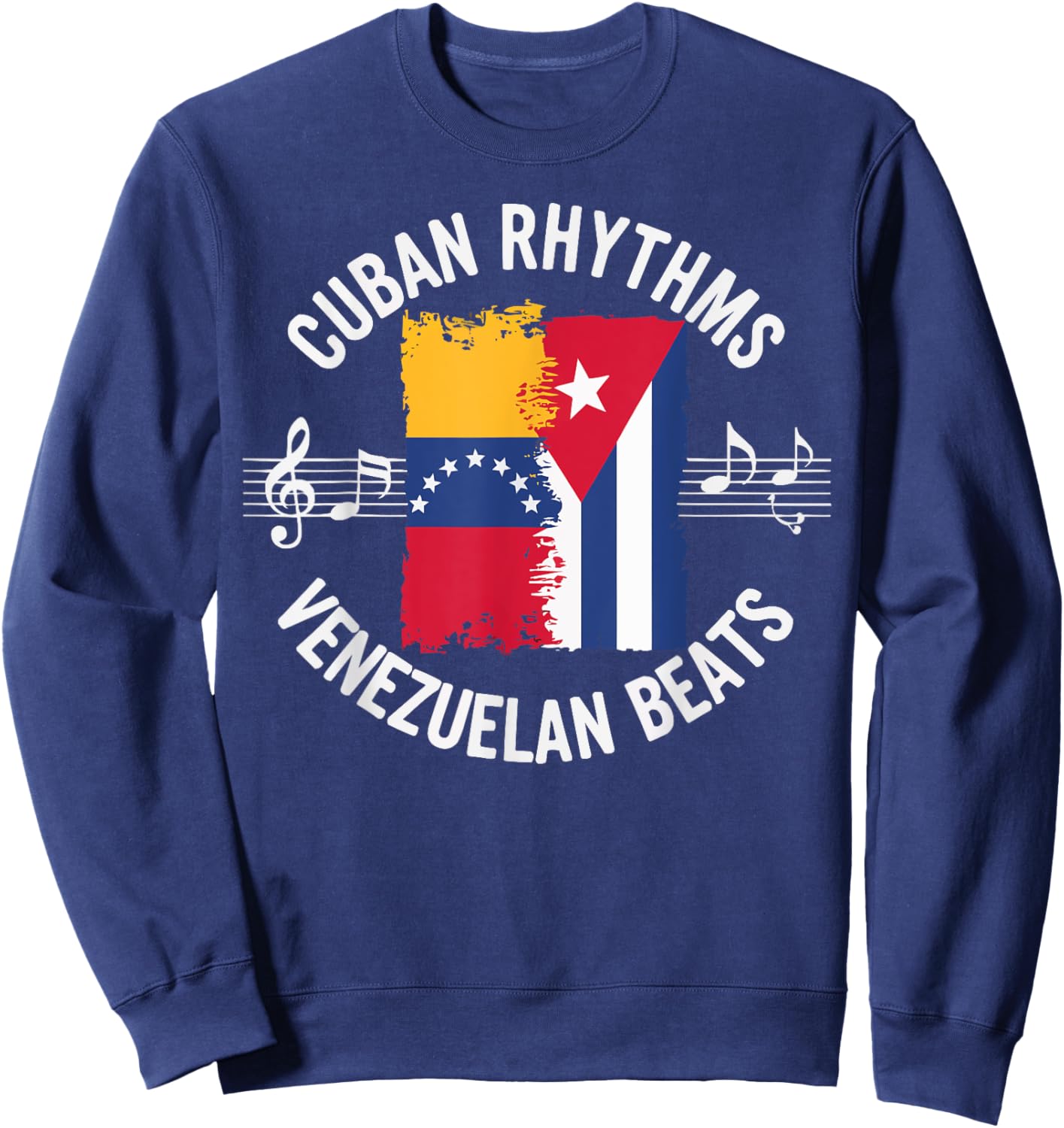 Half Venezuelan Half Cuban Cuba Flag Country Venezuela Sweatshirt - Sweatshirt | Navy