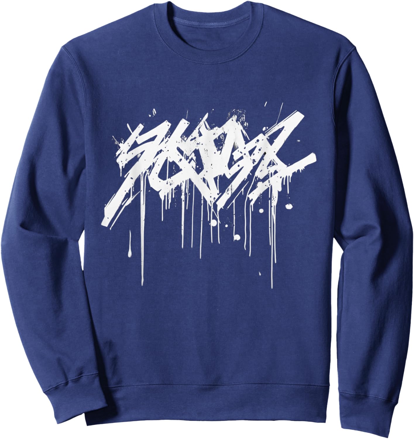 White Spray Paint Graffiti Graphic - Abstract Graffiti Sweatshirt - Sweatshirt | Navy