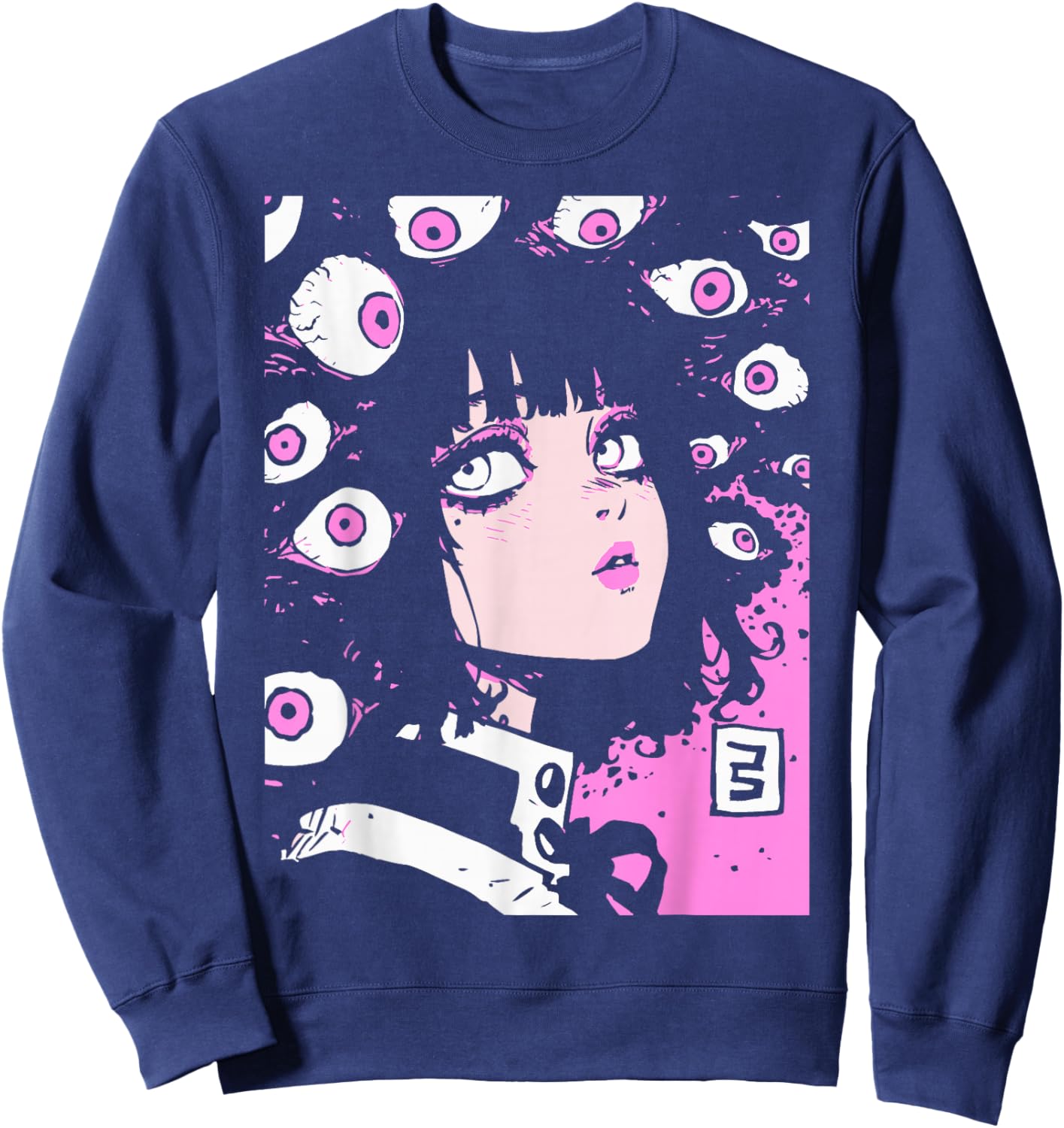 Horror Anime Manga | Japan Japanese Creepy Kawaii Goth Sweatshirt - Sweatshirt | Navy