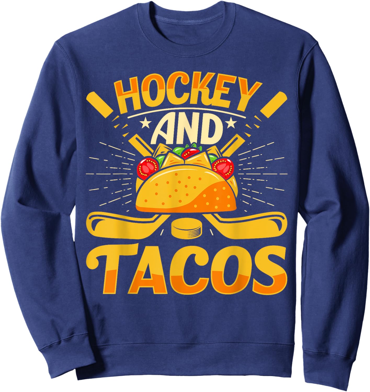 Hockey and Tacos Funny Ice Hockey Lover Youth Player Kids Sweatshirt - Sweatshirt | Navy
