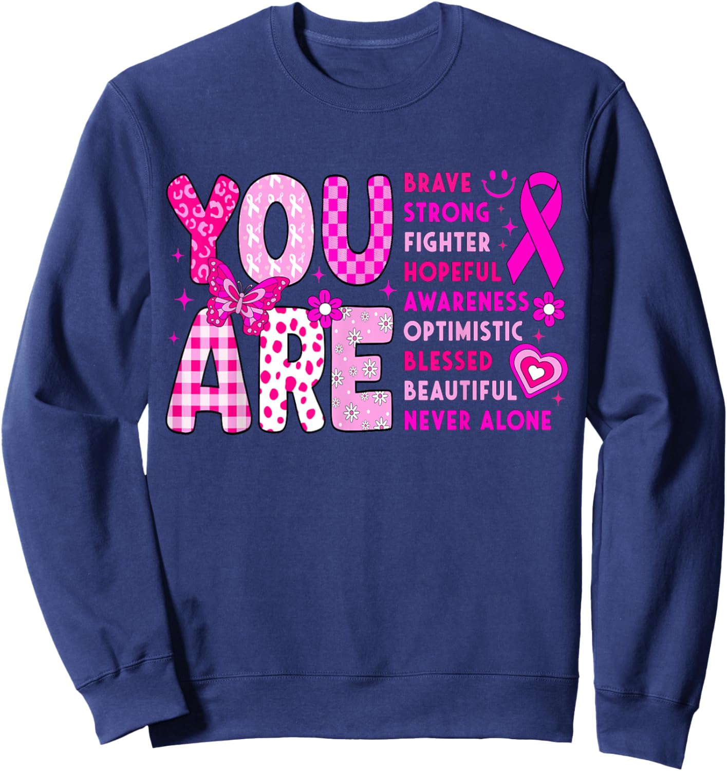 Breast Cancer Awareness Month Survivor Fighter Pink Women Sweatshirt - Sweatshirt | Navy