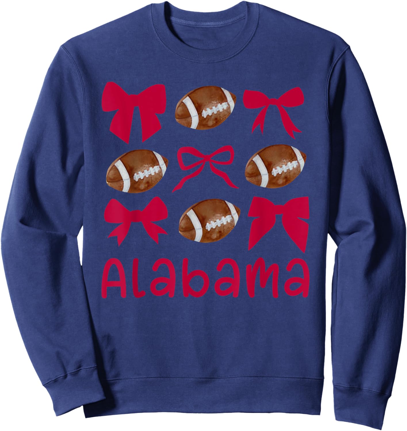 Alabama Women Girls Kids Sister Daughter Niece Coquette Bow Sweatshirt - Sweatshirt | Navy