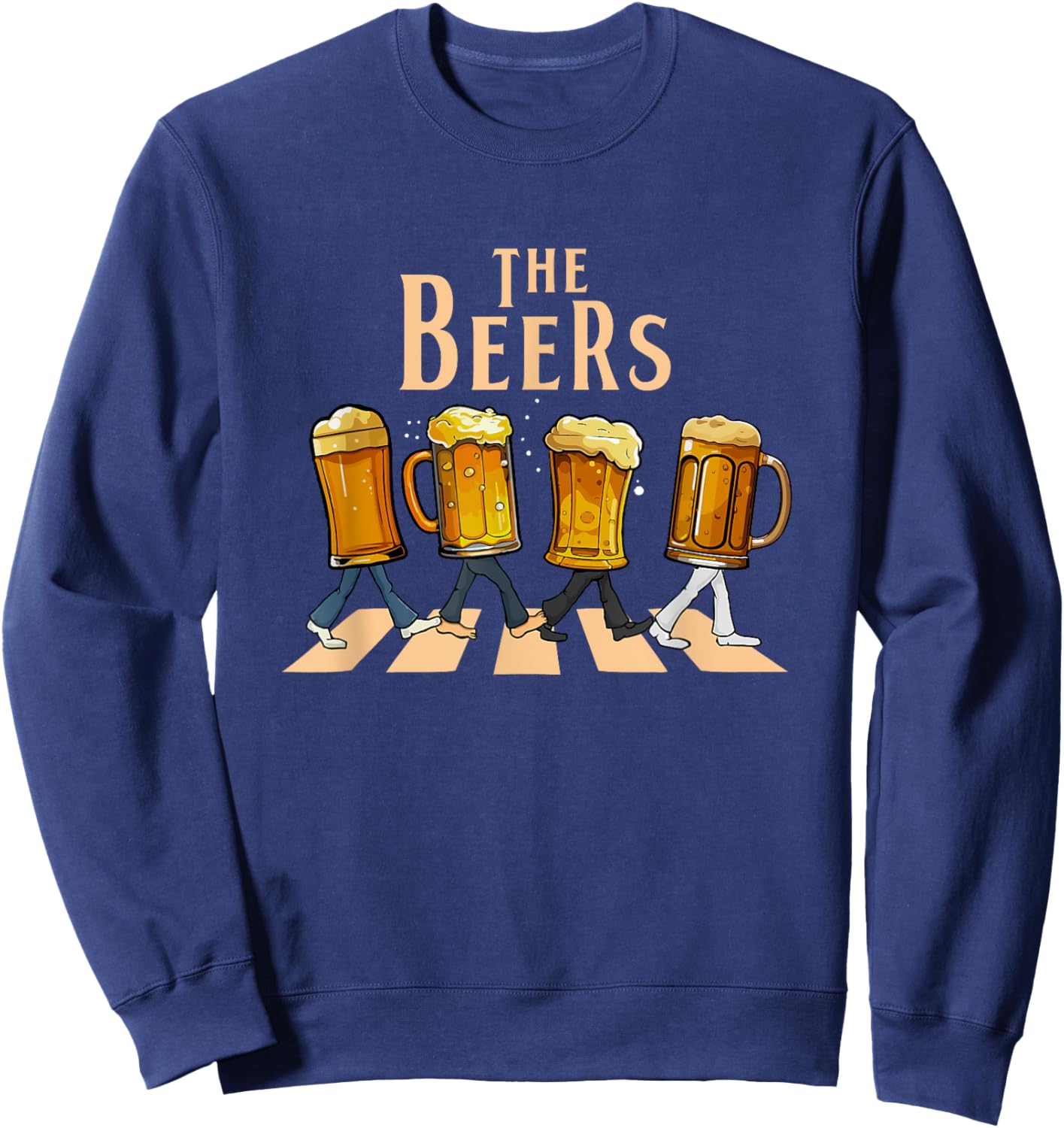 The Beers Abbey Road Parody Funny Beer Lovers Funny Parody Sweatshirt - Sweatshirt | Navy