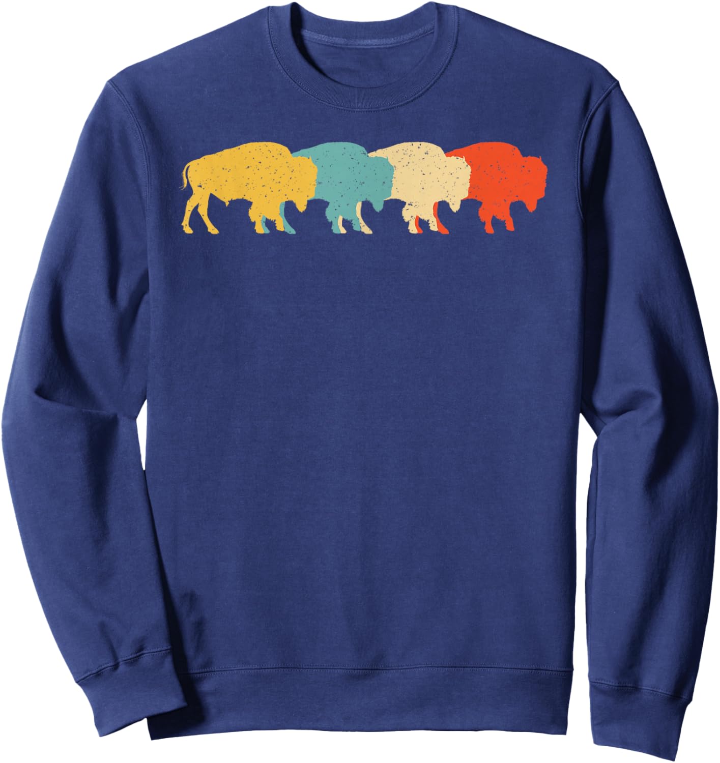 Cool Bison Design Women Kids Buffalo Bison Lovers Sweatshirt - Sweatshirt | Navy