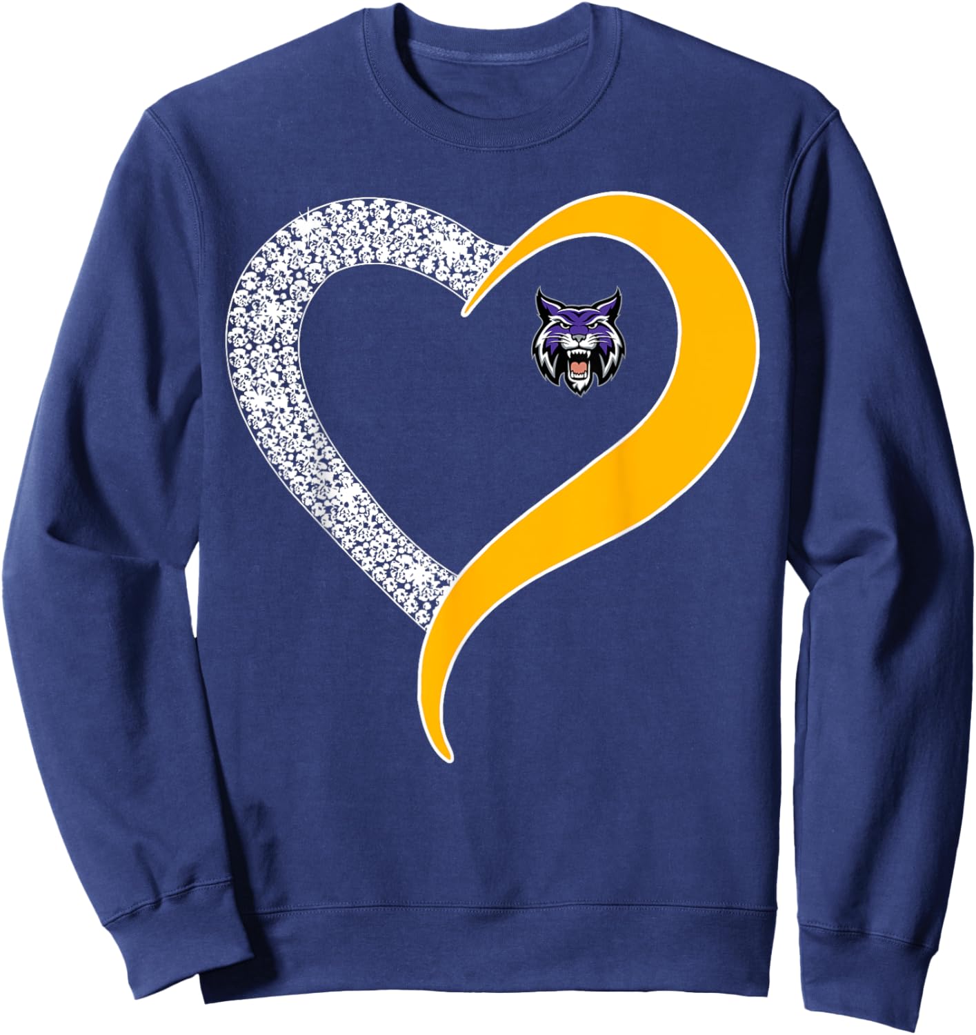 Hallsville Bobcats Logo Diamond Heart HS Sweatshirt - Sweatshirt | Navy