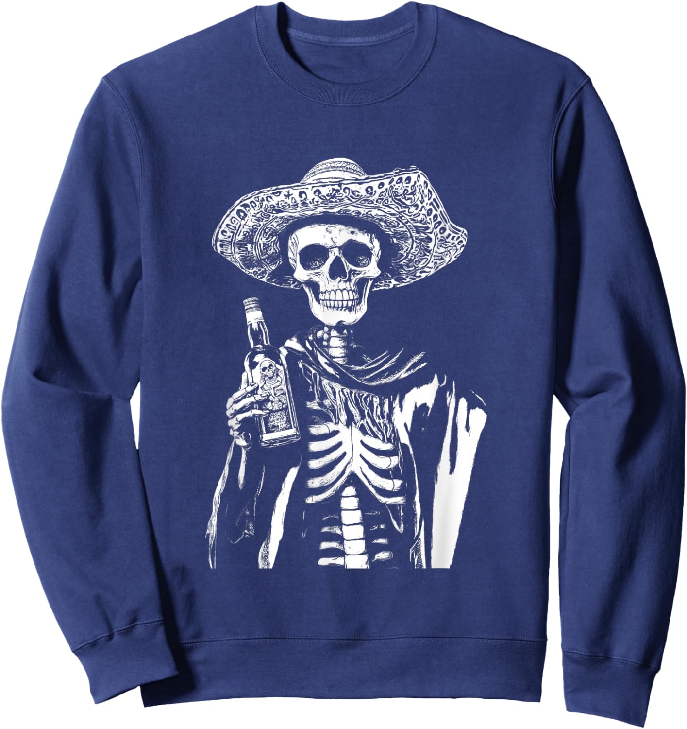 Vintage Skeleton Tequila Mexico Dia De Los Muertos Mexican Sweatshirt - Sweatshirt | Navy