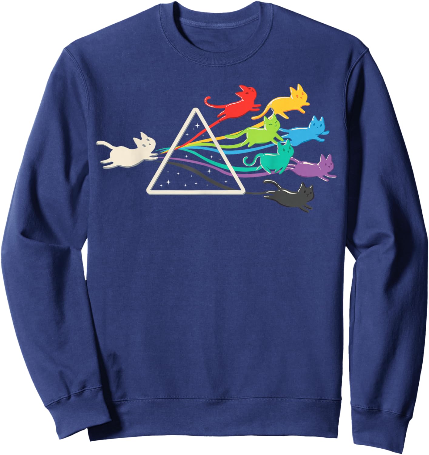 Cat Prism Rainbow Light - Physics - Science Spectral Cat Sweatshirt - Sweatshirt | Navy