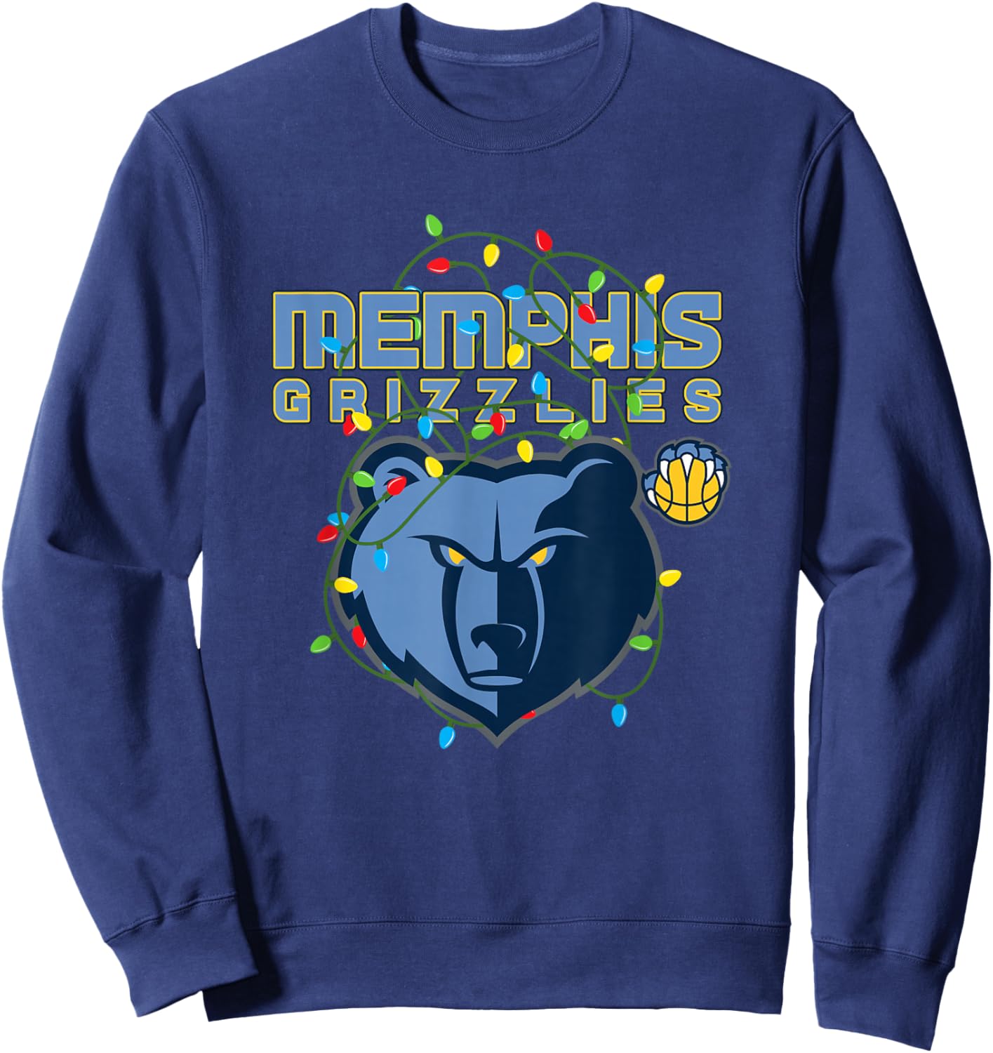 NBA Memphis Grizzlies Christmas Lights Holiday Sweatshirt - Sweatshirt | Navy