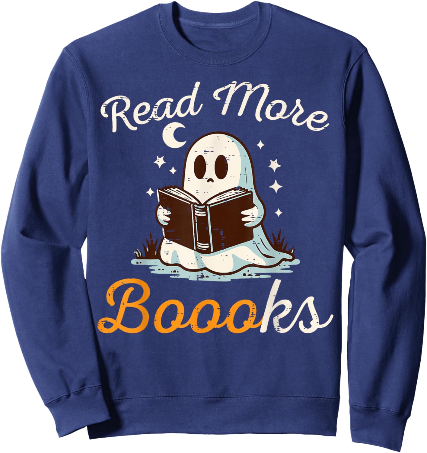 Read More Books Ghost Teacher Librarian Halloween Men Women Sweatshirt - Sweatshirt | Navy
