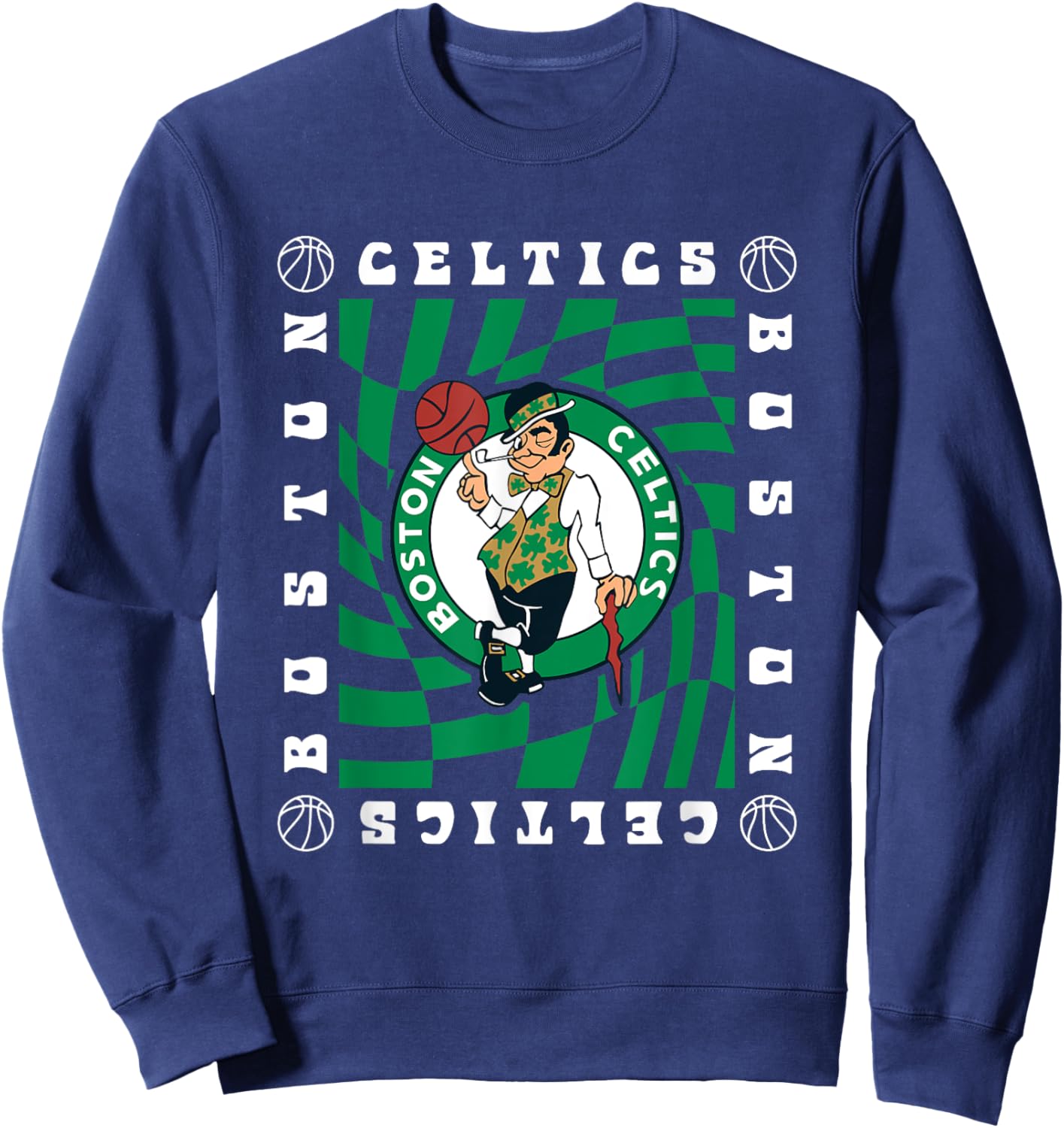 NBA Boston Celtics Retro Checkerboard Wave Sweatshirt - Sweatshirt | Navy