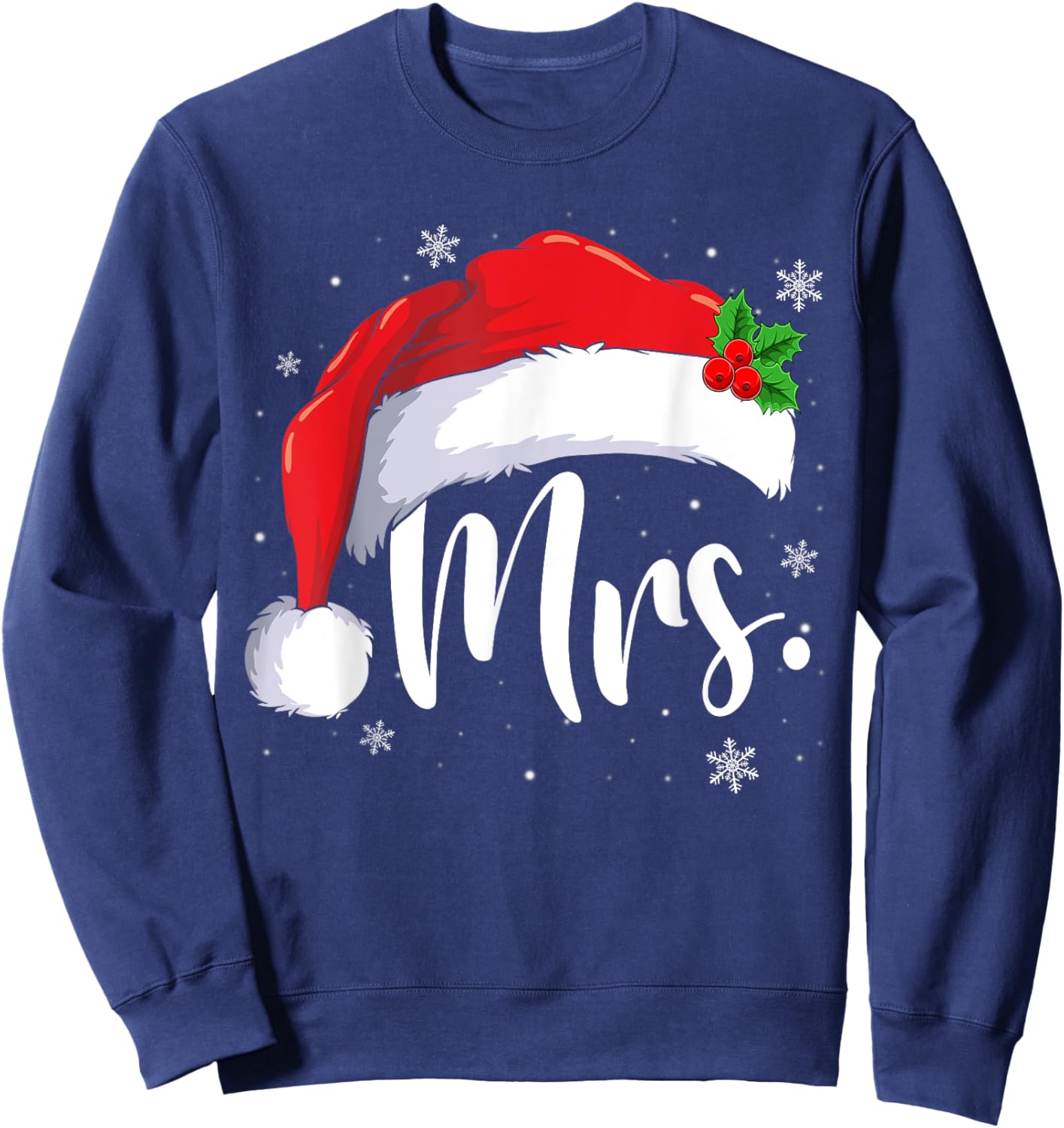 Mr and Mrs Claus Couples Matching Christmas Pajamas Santa Sweatshirt - Sweatshirt | Navy