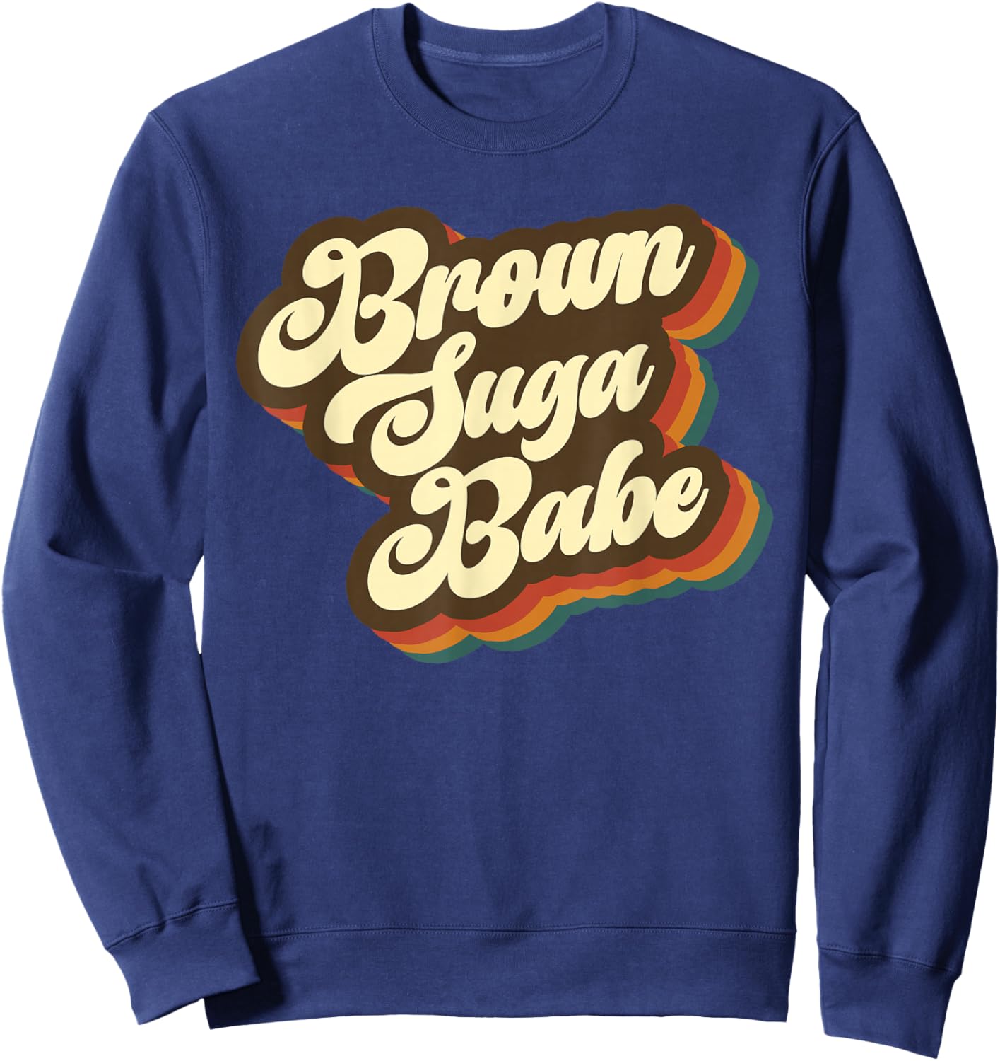 Brown Suga Babe Afro Woman Vintage 70s 80s Sweatshirt - Sweatshirt | Navy