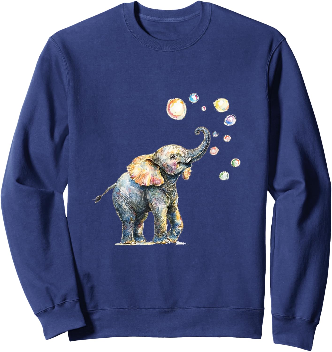 Cute Elephant Blowing Bubbles Art Sweatshirt - Sweatshirt | Navy