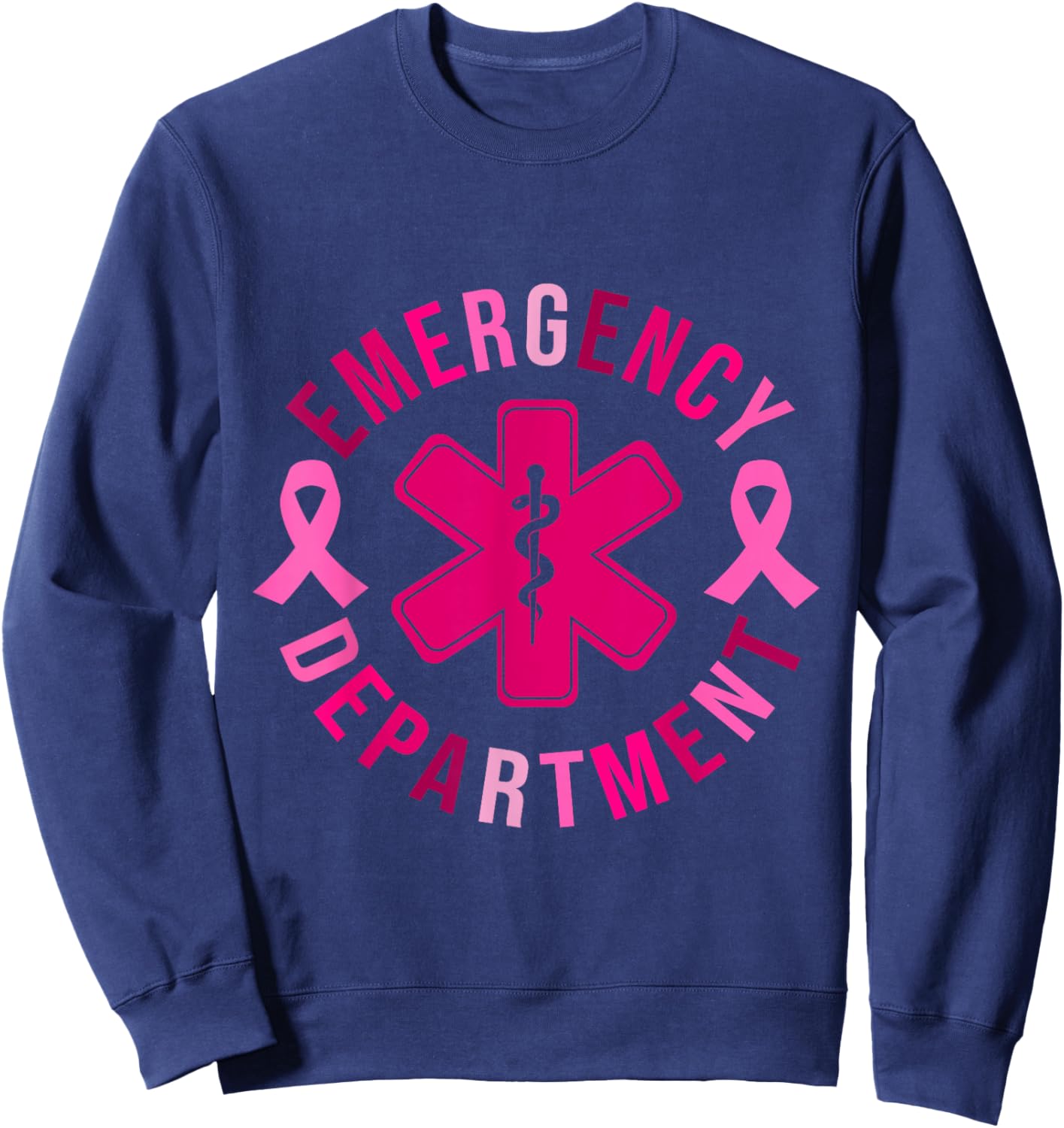 Emergency Department Emergency Room Nurse Breast Cancer Sweatshirt - Sweatshirt | Navy