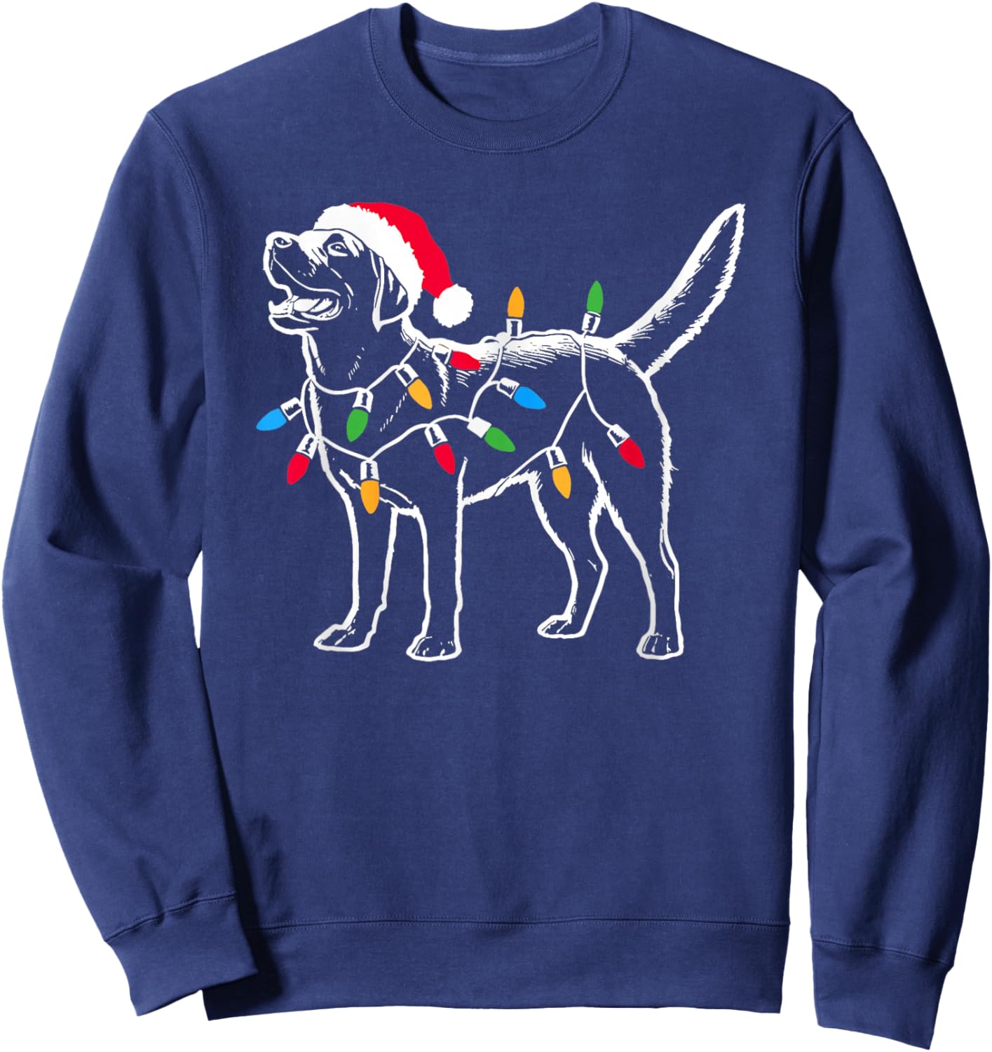 Funny Santa Labrador Retriever Christmas Lights Dog Lover Sweatshirt - Sweatshirt | Navy
