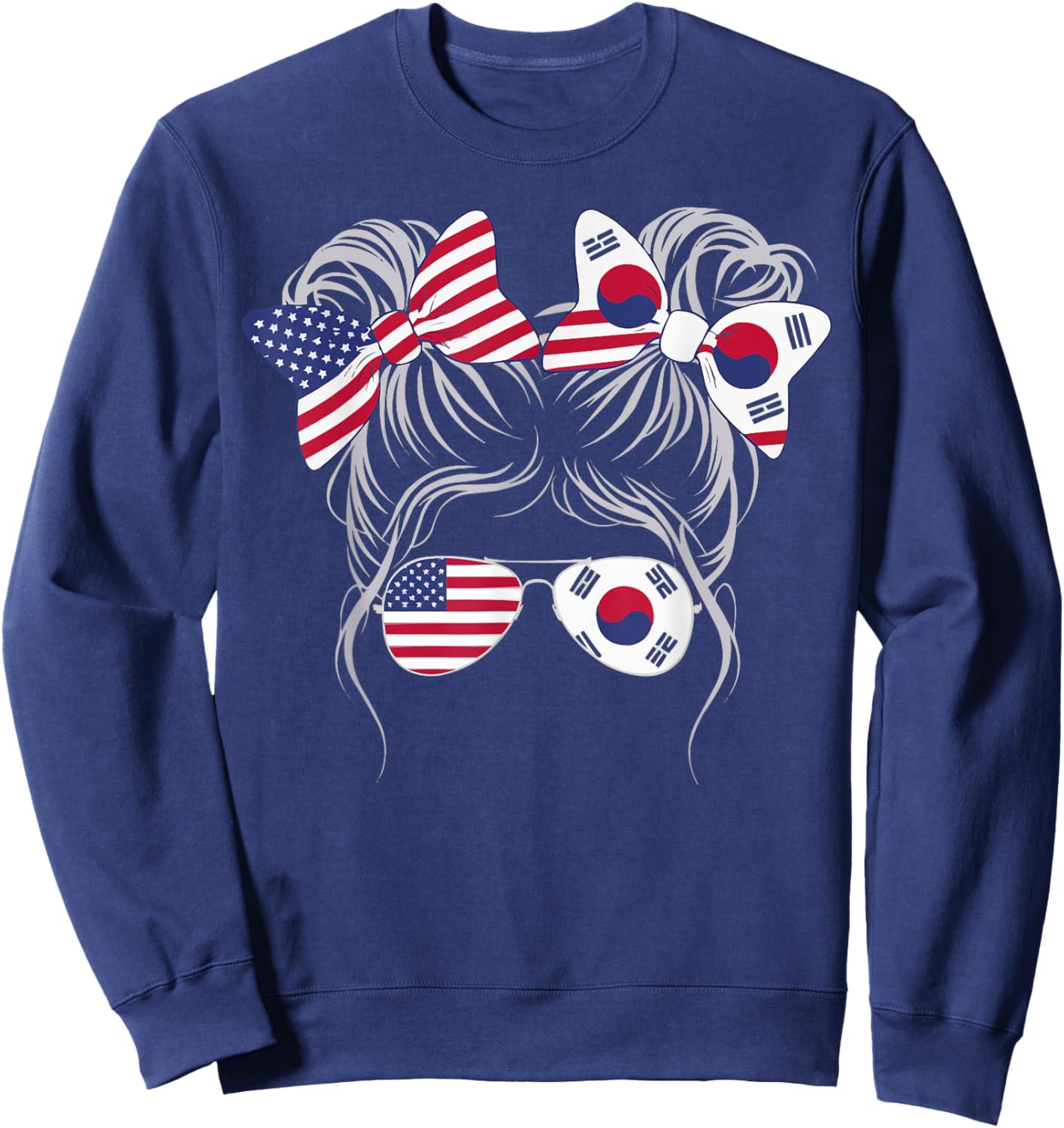 Half American Half Korean USA Flag South Korea America Sweatshirt - Sweatshirt | Navy