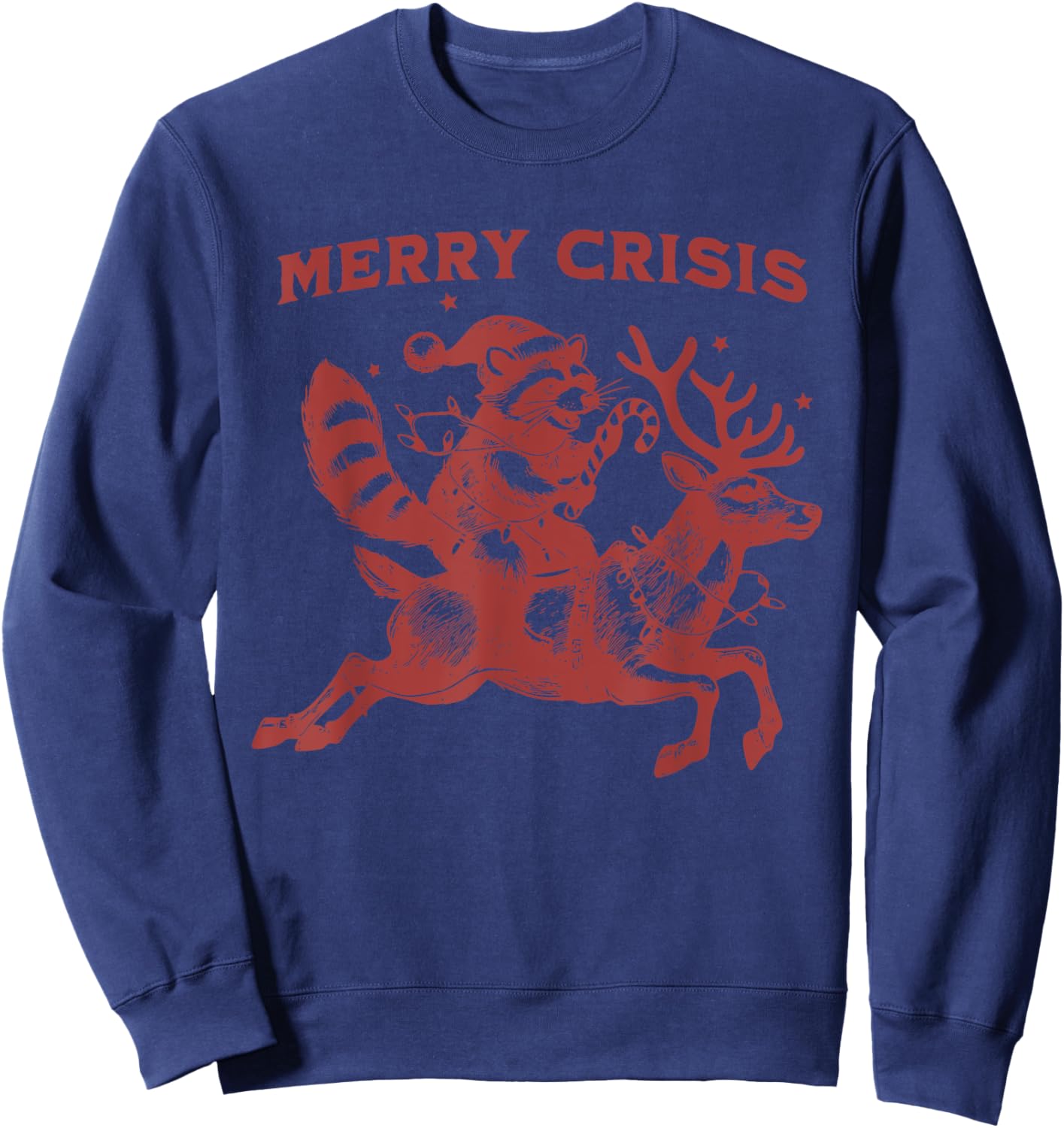 Merry Crisis Funny Xmas Christmas Sweatshirt - Sweatshirt | Navy