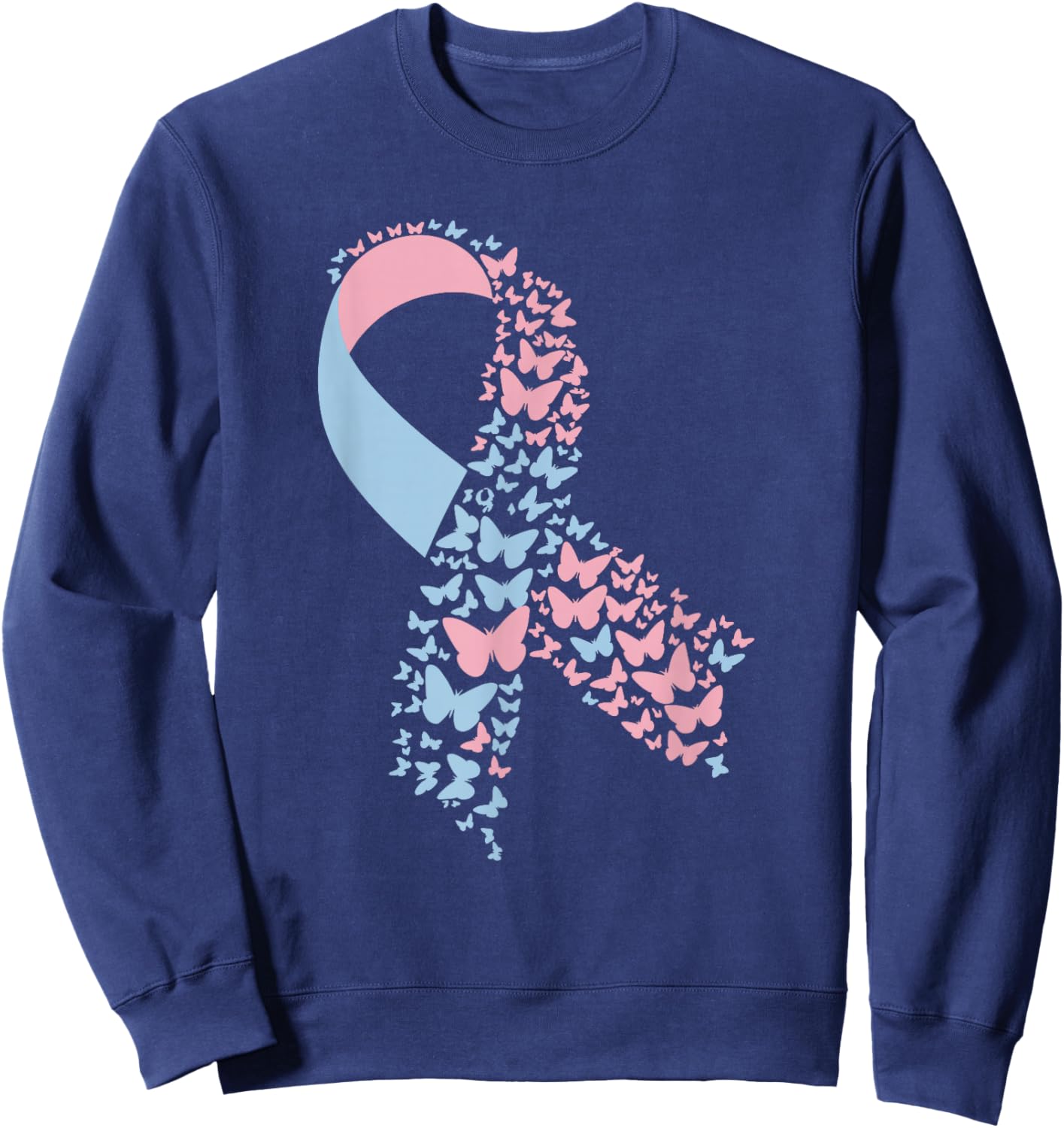 Butterfly Ribbon Pregnancy And Infant Loss Awareness Month Sweatshirt - Sweatshirt | Navy