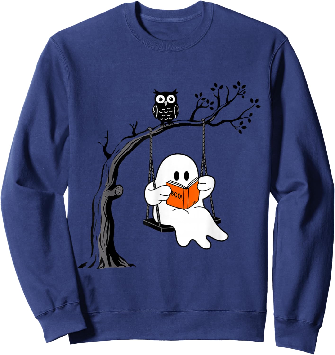 Halloween Ghost Swing Reading Vintage Costume Women Kids Men Sweatshirt - Sweatshirt | Navy