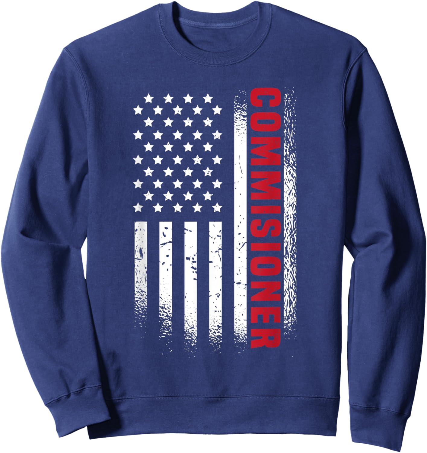 Fantasy Football Commissioner American Flag Fantasy Commish Sweatshirt - Sweatshirt | Navy