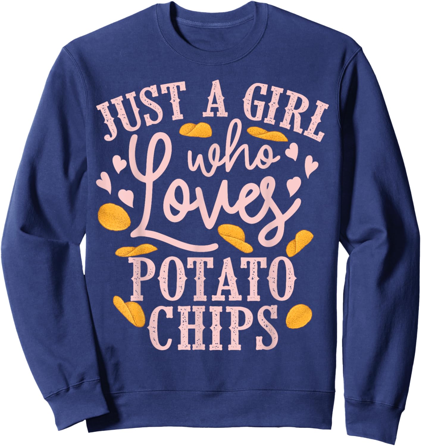 Funny Potato Chips Design Girls Kids Bag Of Chips Sweatshirt - Sweatshirt | Navy