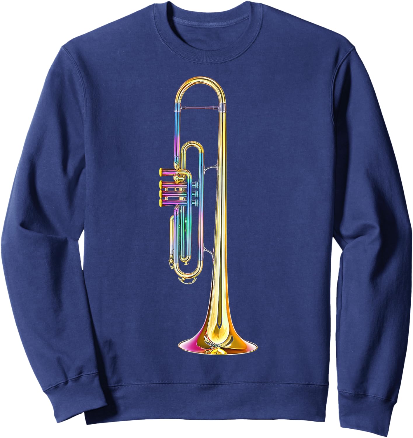 Trombone Music Instrument Motif Illustration Trombone Sweatshirt - Sweatshirt | Navy