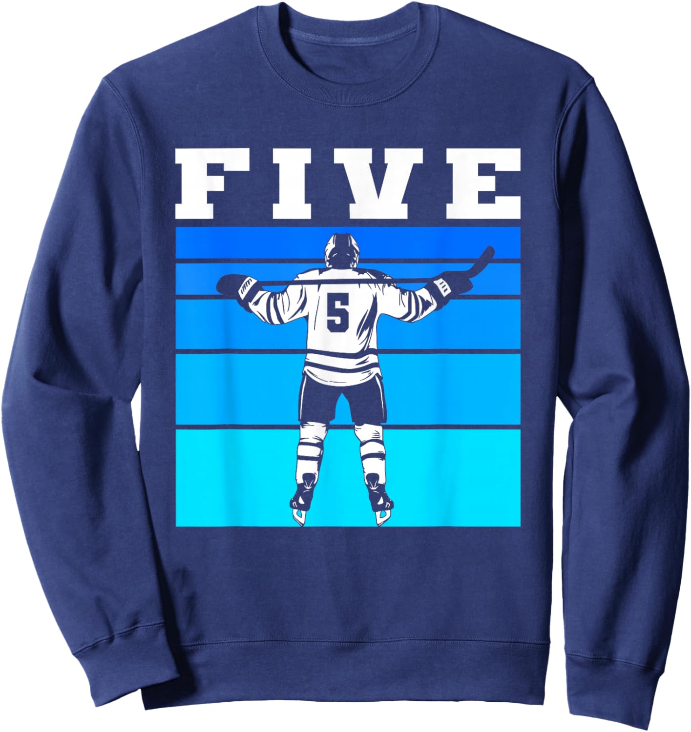 Hockey Boy 5th Birthday Five Ice Hockey Birthday Party Sweatshirt - Sweatshirt | Navy