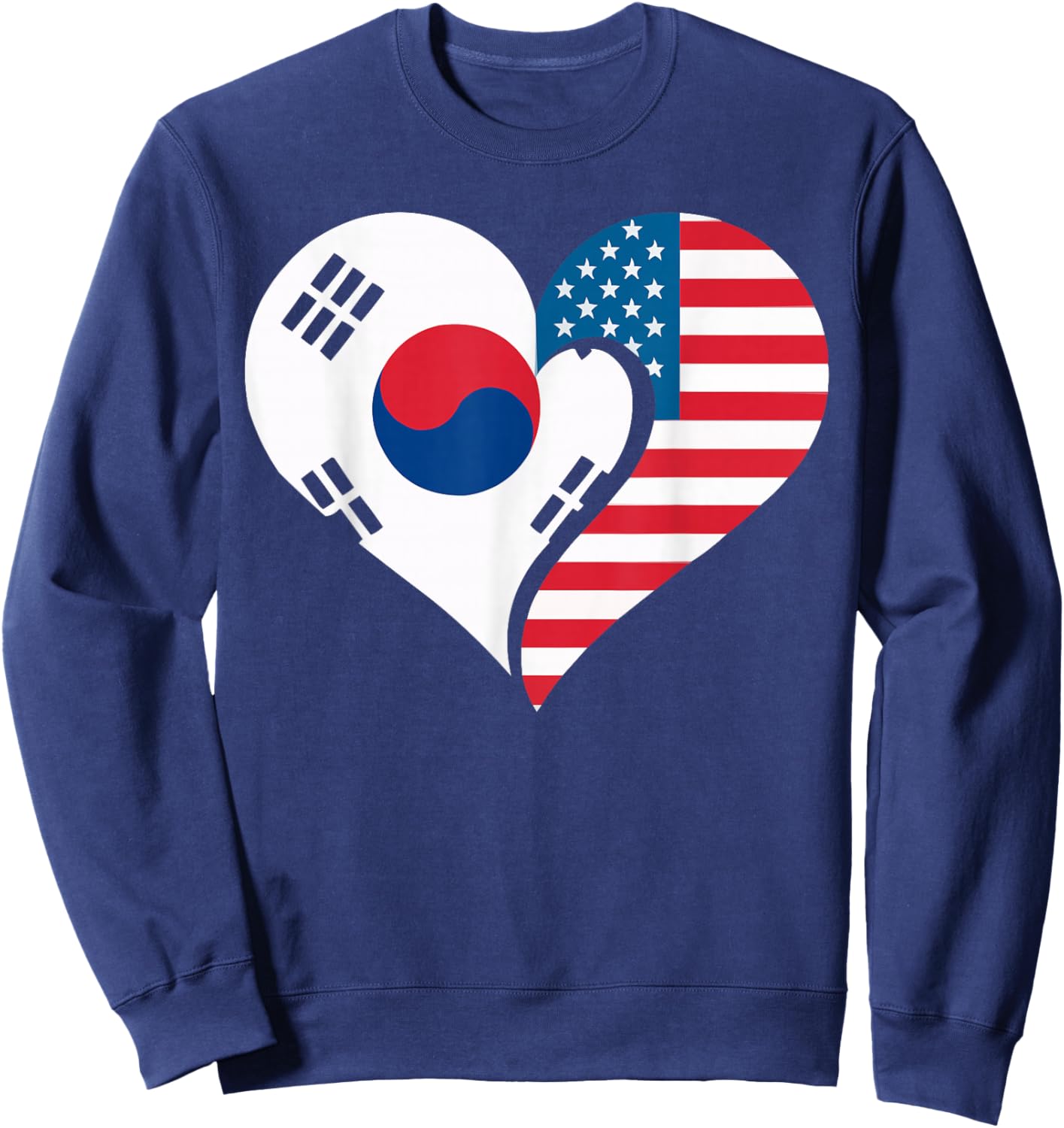 Half American Half Korean USA Flag South Korea America Sweatshirt - Sweatshirt | Navy