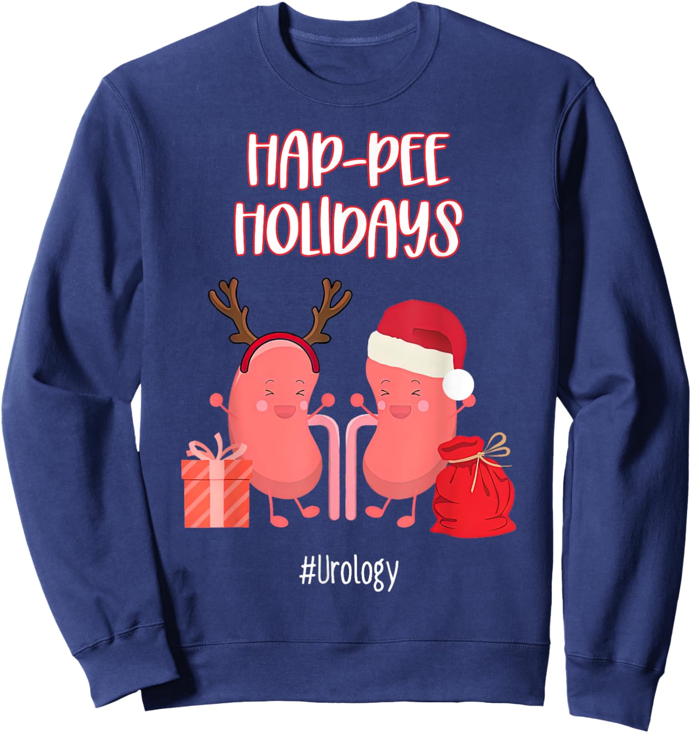 Hap-pee Urology Nurse Nephrology Urologist Nursing Christmas Sweatshirt - Sweatshirt | Navy