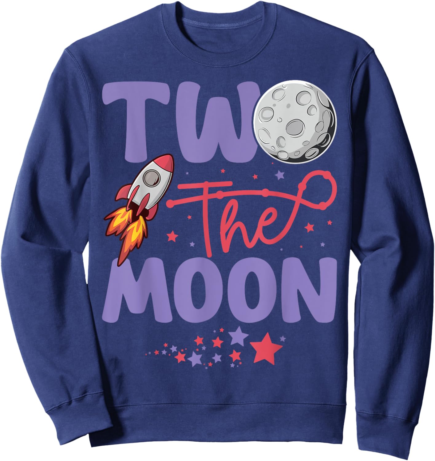 Two The Moon Birthday Outfit Girl 2 Year Old 2nd Birthday Sweatshirt - Sweatshirt | Navy