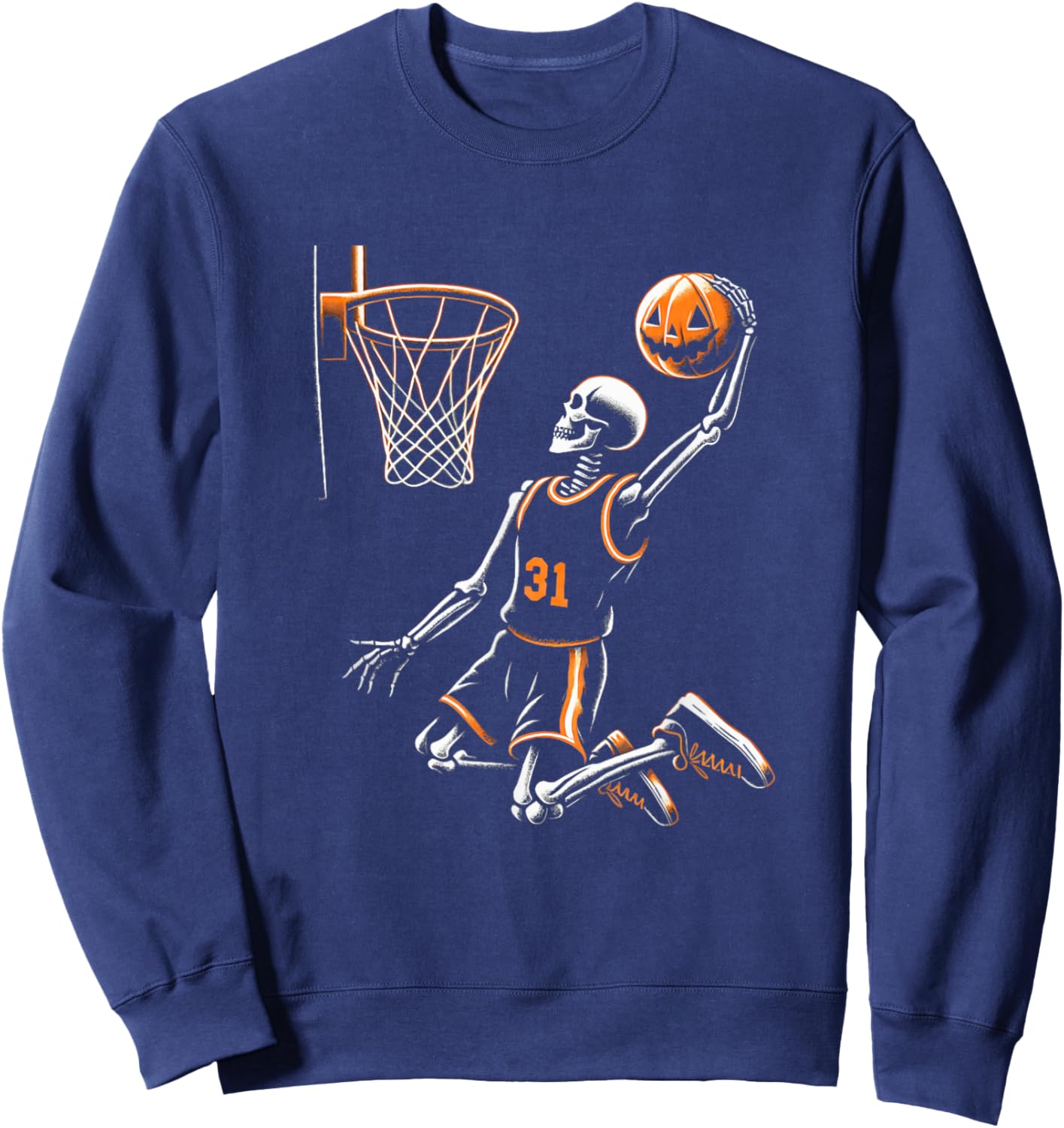 Skeleton Basketball Player Spooky For Halloween Sweatshirt - Sweatshirt | Navy