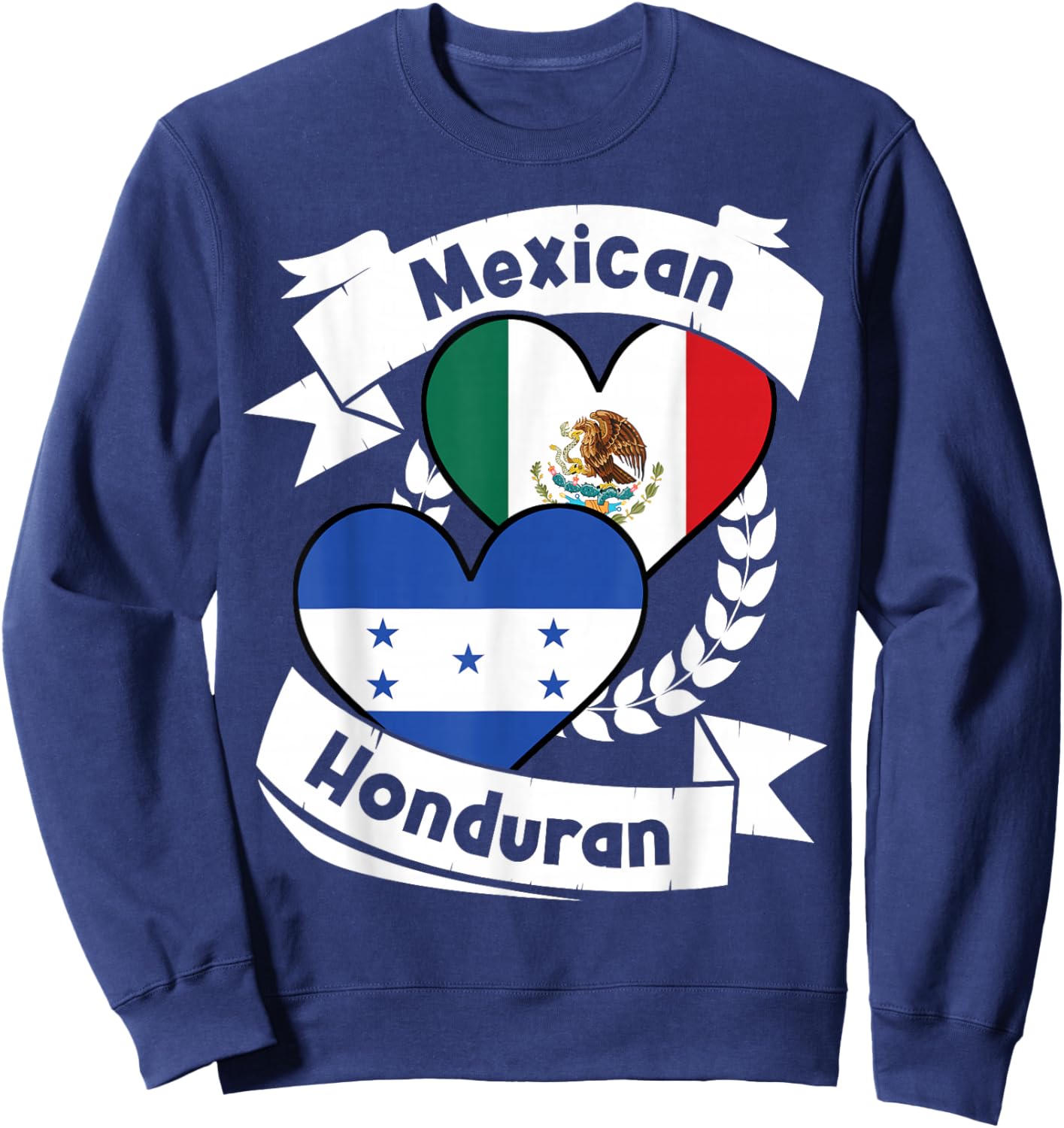 Mexican Honduran Heart Flags Mexico Honduras Sweatshirt - Sweatshirt | Navy