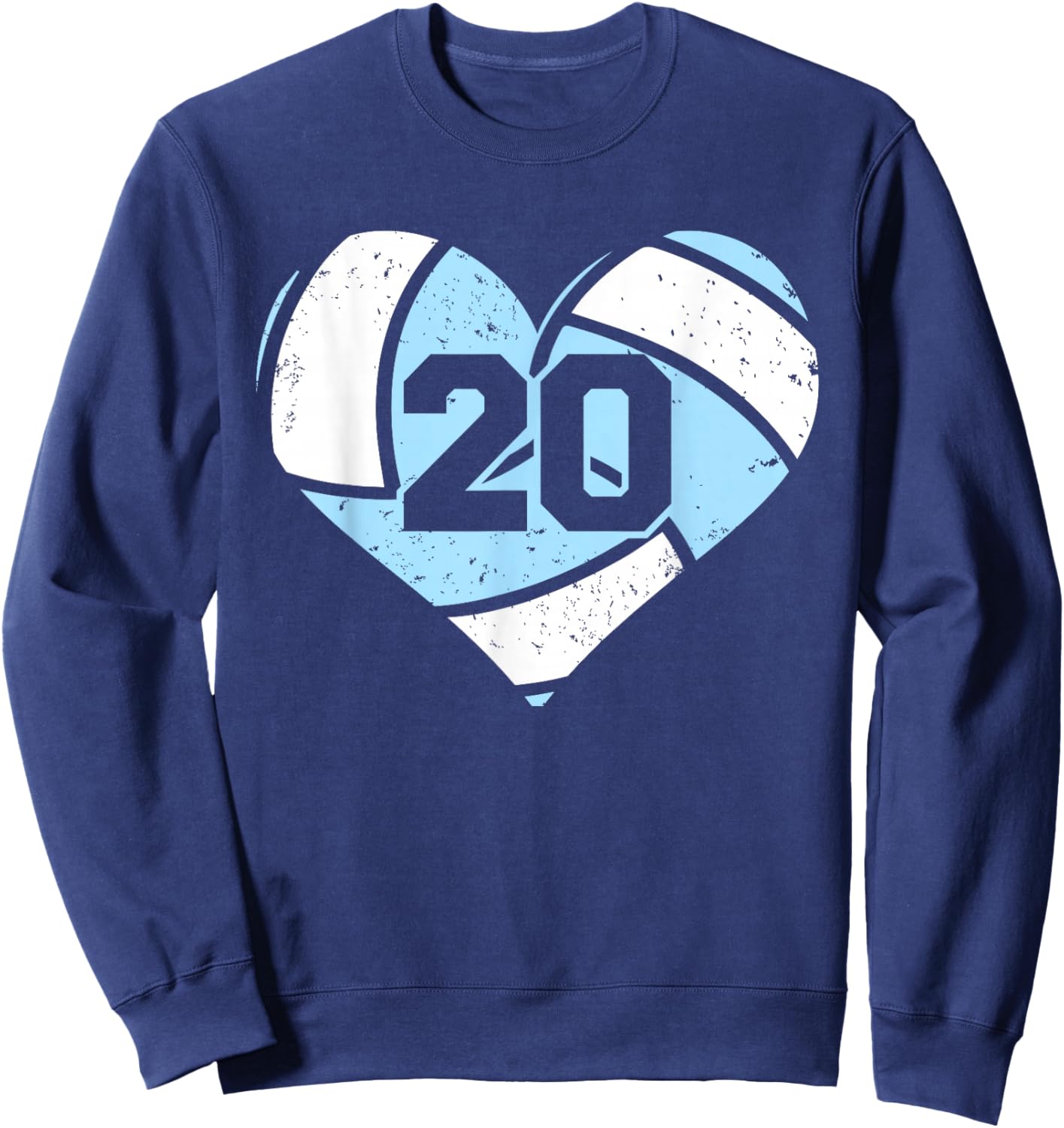 Volleyball Number 20 Jersey Funny Volleyball Heart Game Day Sweatshirt - Sweatshirt | Navy
