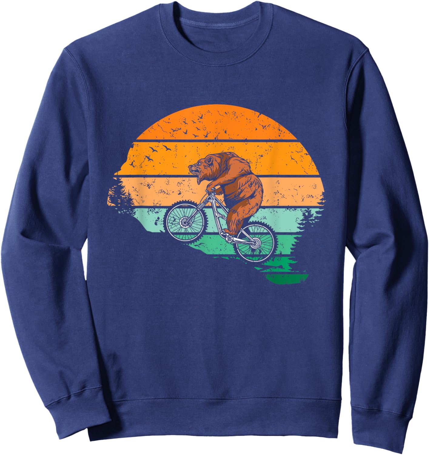 Mountain Bike Grizzly Bear Cycling Funny MTB Cyclist Sweatshirt - Sweatshirt | Navy