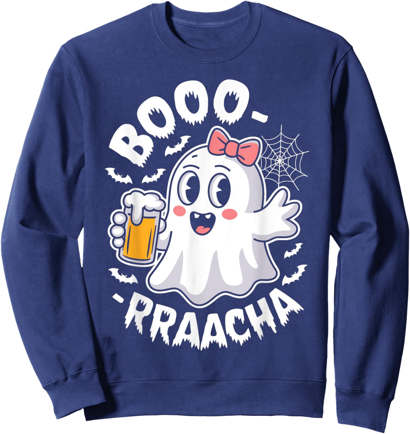 Boo-Racha Cute Ghost Beer Party Funny Halloween Costume Sweatshirt - Sweatshirt | Navy