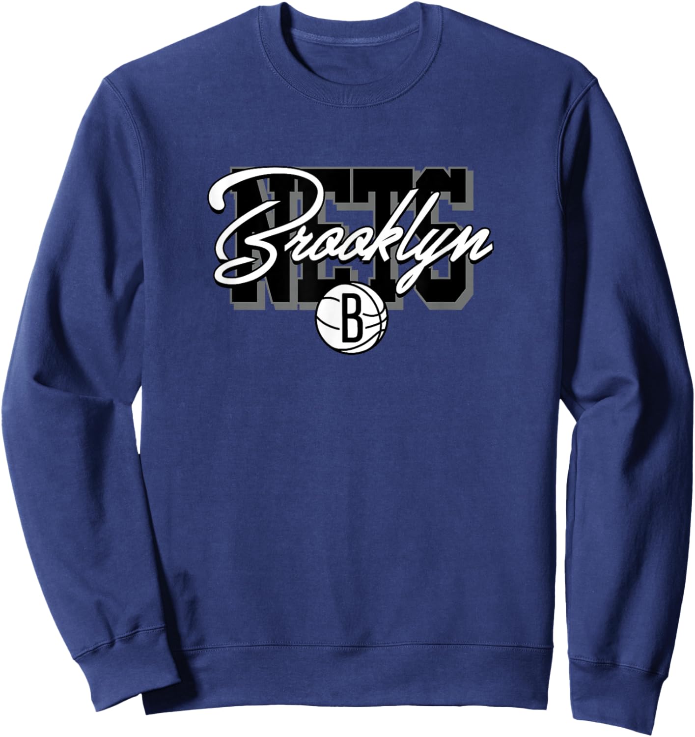 NBA - Brooklyn Nets Blockletter Script Logo Black Sweatshirt - Sweatshirt | Navy