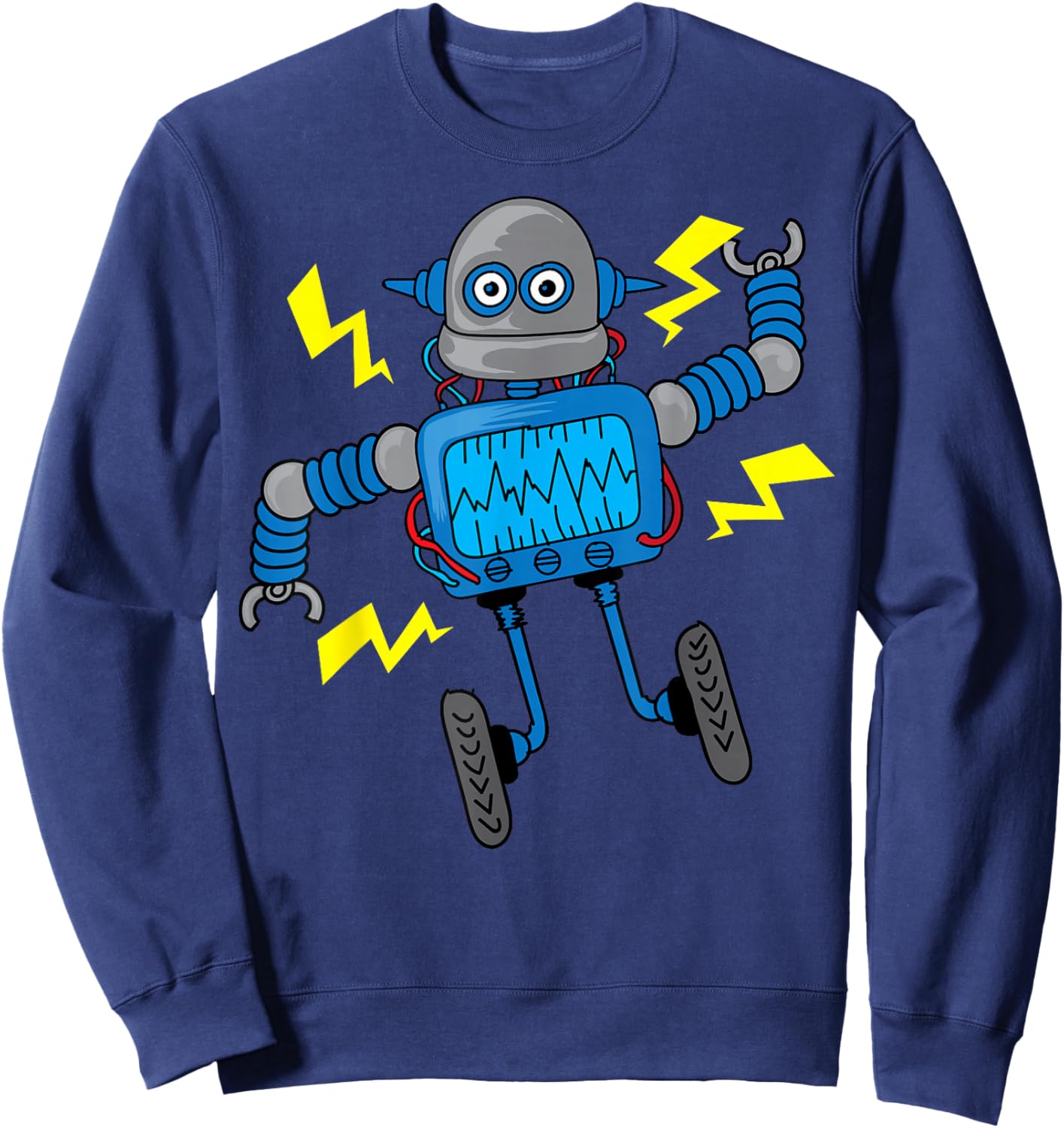 Cool Robot Art for Boys Girls Kids Robotics Engineer Robot Sweatshirt - Sweatshirt | Navy