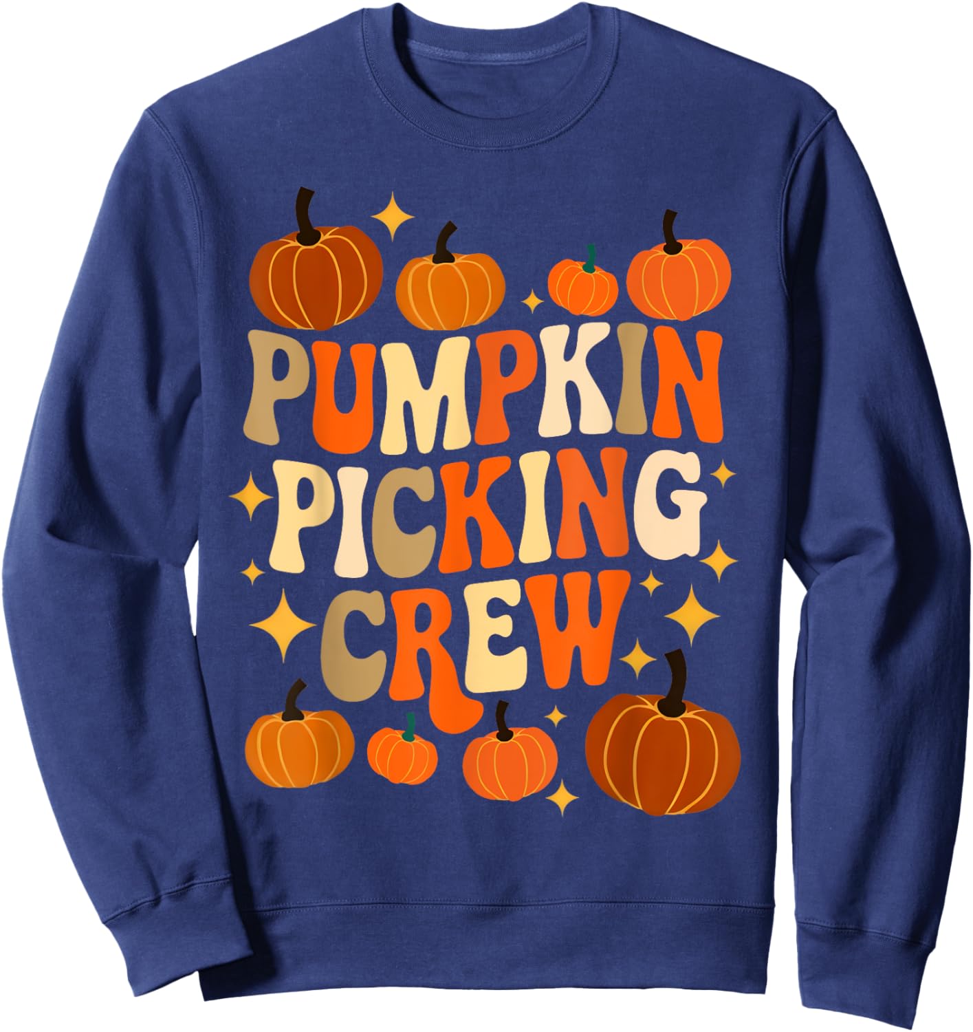 Groovy Pumpkin Picking Crew Matching Family Autumn Sweatshirt - Sweatshirt | Navy