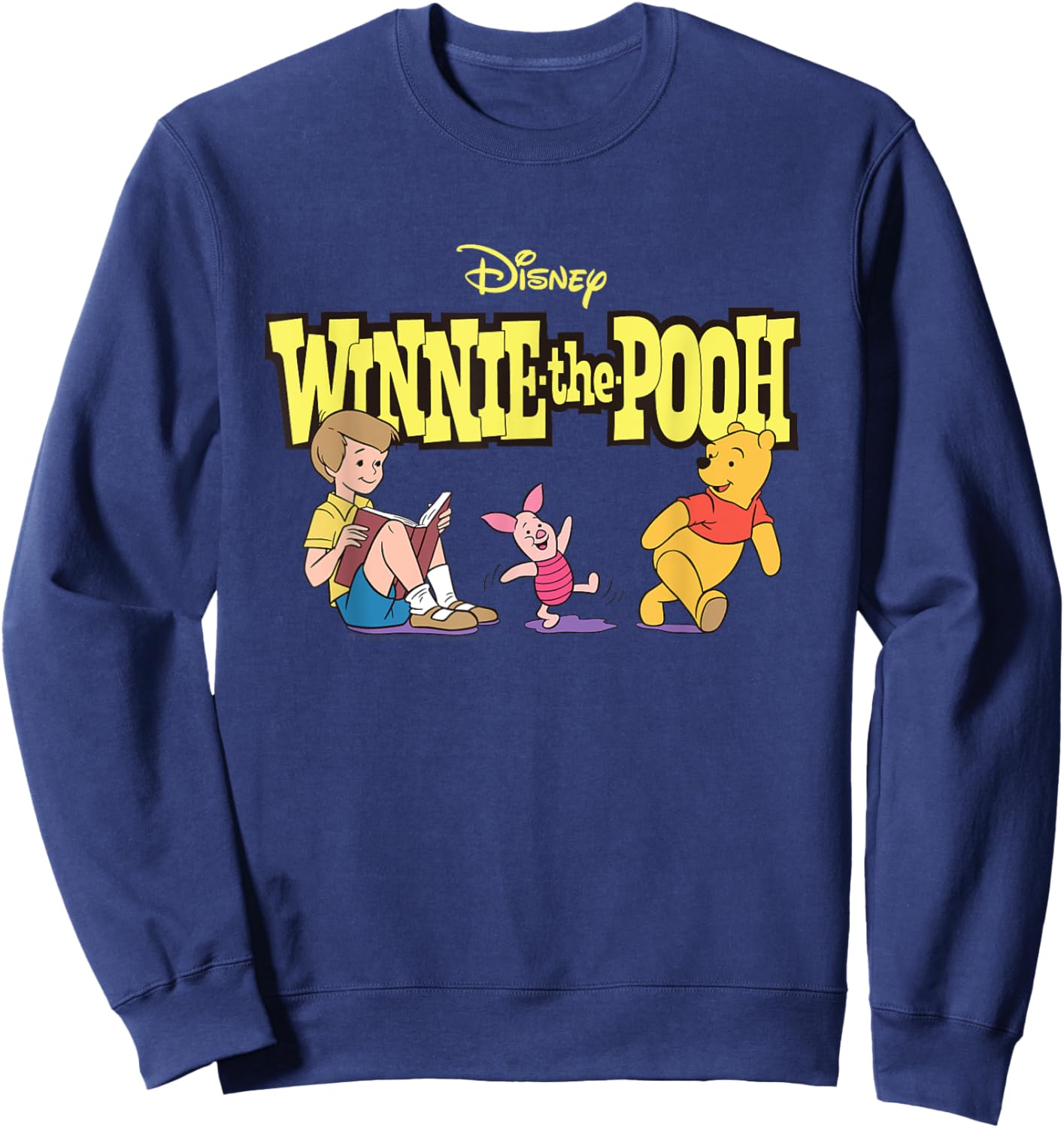 Disney Winnie the Pooh Piglet & Christopher Robin with Logo Sweatshirt - Sweatshirt | Navy