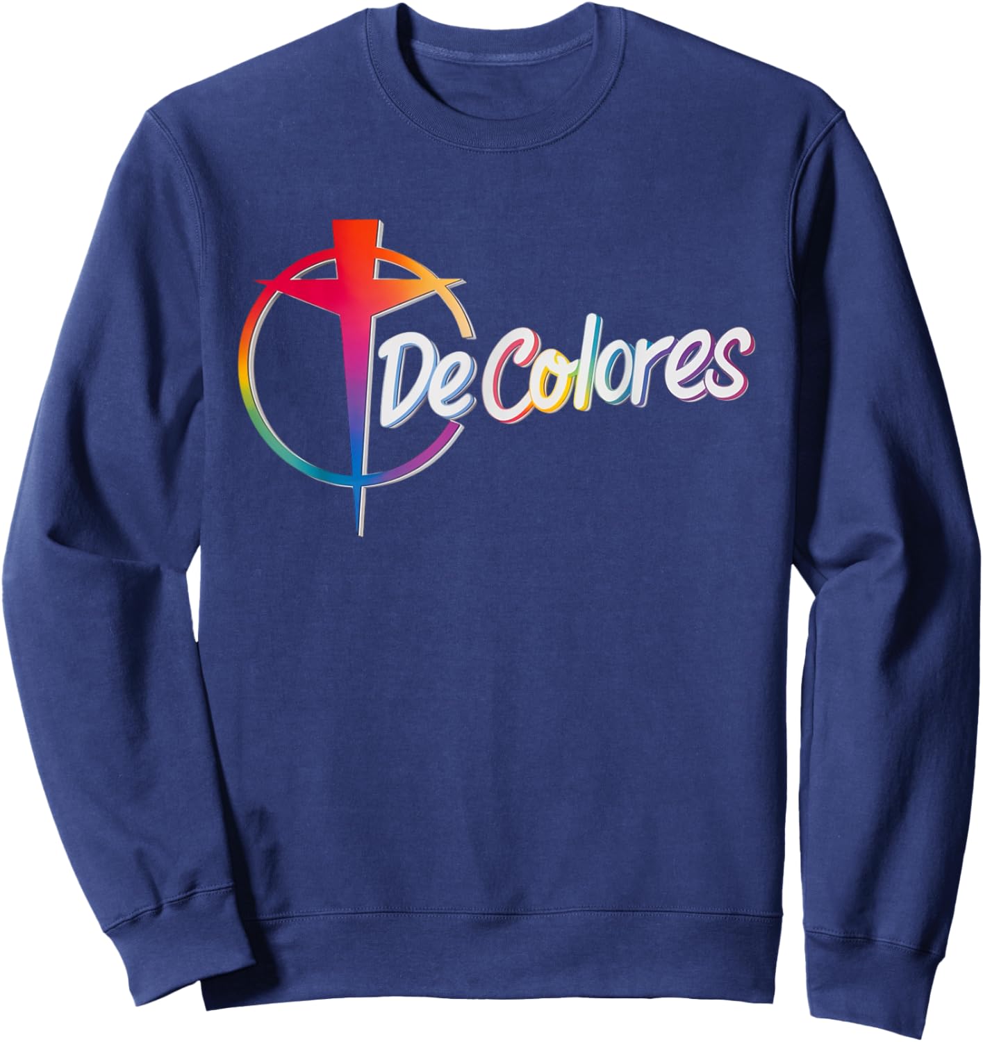DeColores Cursillo Rainbow Rooster Catholic Sweatshirt - Sweatshirt | Navy