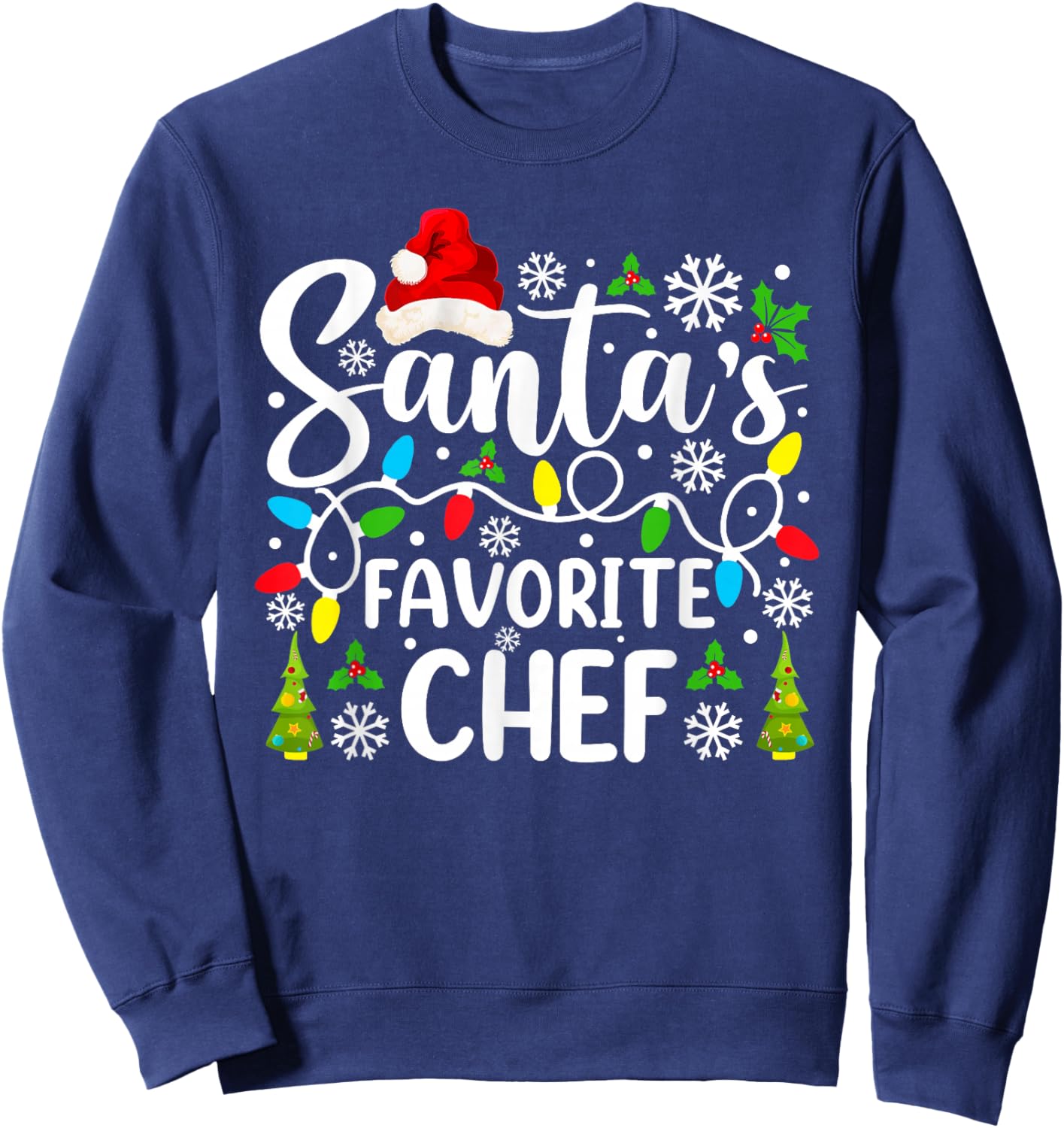 Santa's Favorite Chef Funny Christmas Family Matching Sweatshirt - Sweatshirt | Navy