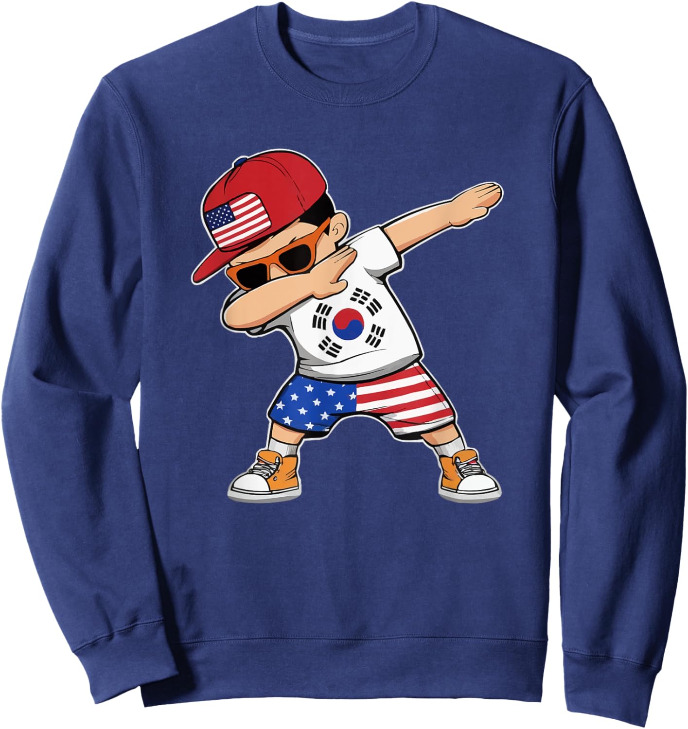 Half Korean Half American USA Flag South Korea America Sweatshirt - Sweatshirt | Navy