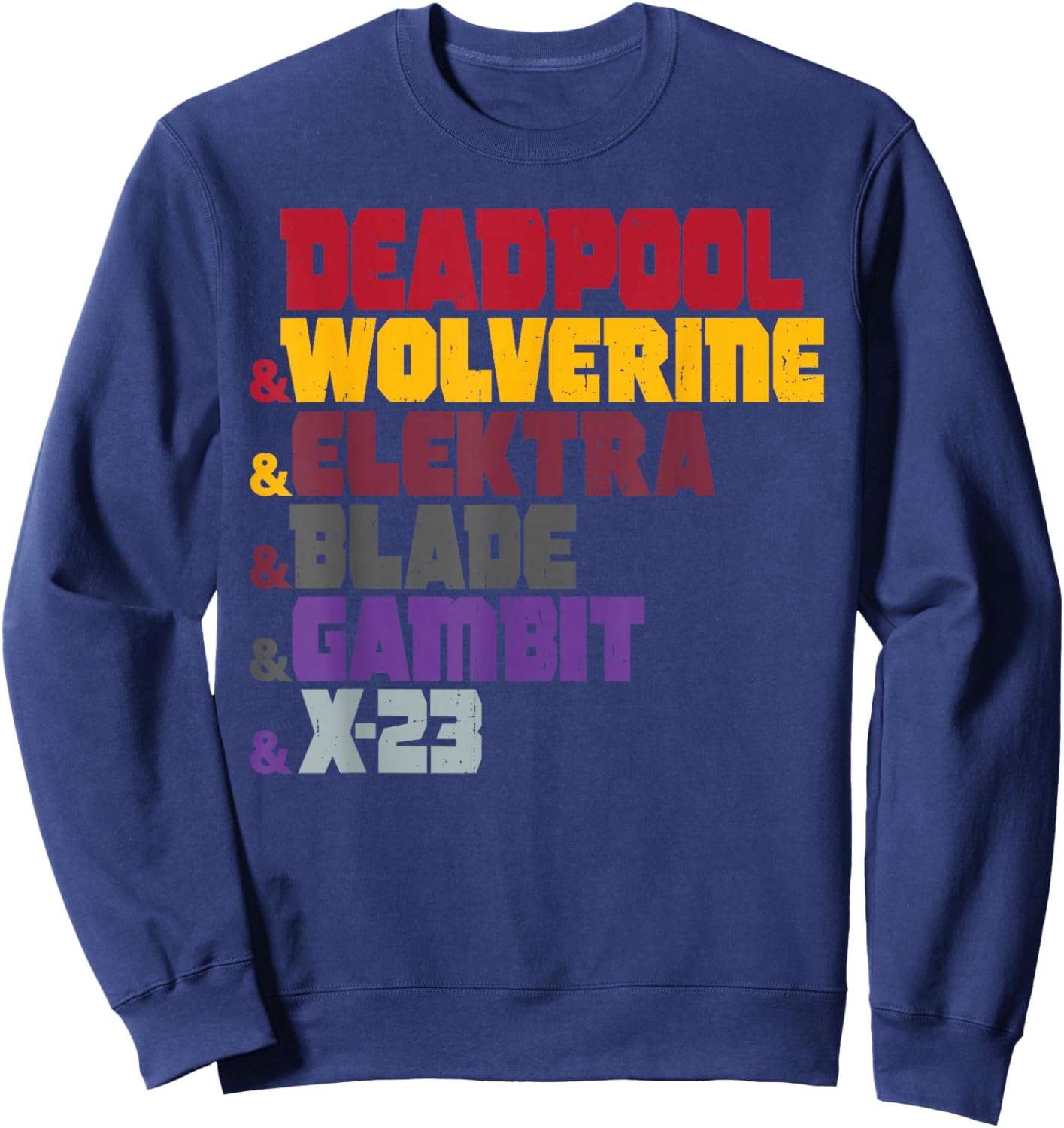 Marvel Deadpool & Wolverine Elektra & Blade & Gambit & X-23 Sweatshirt - Sweatshirt | Navy