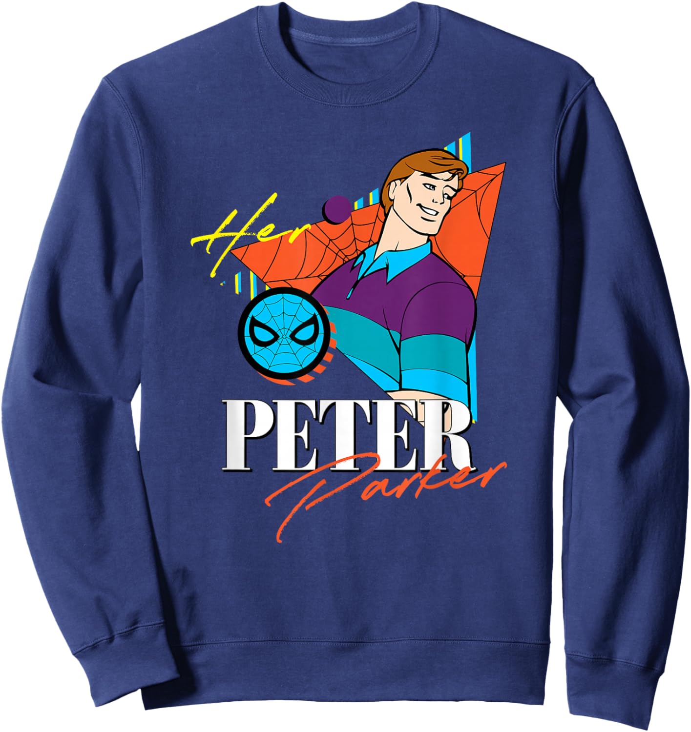 Marvel Spider-Man Retro Couples Matching Her Peter Parker Sweatshirt - Sweatshirt | Navy