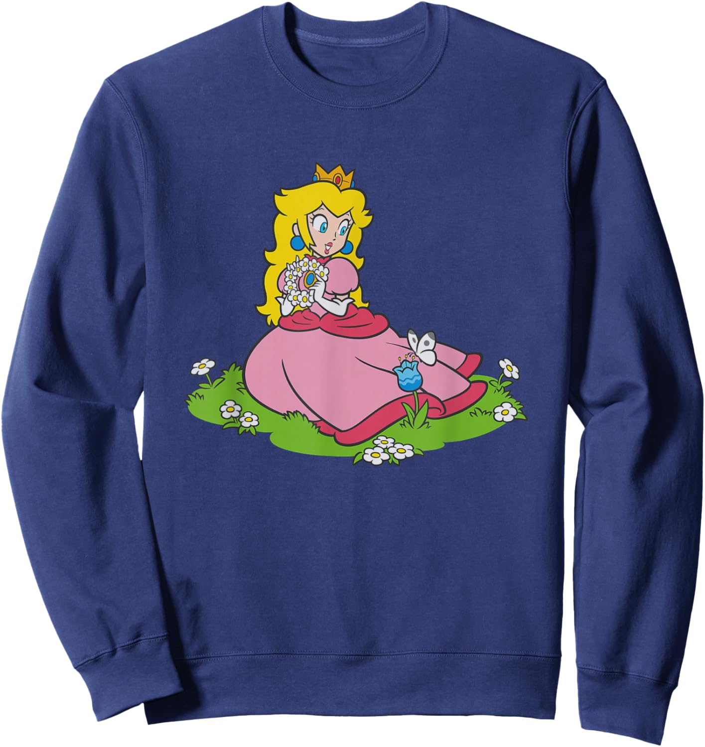 Super Mario Bros Princess Peach & Butterfly Portrait Sweatshirt - Sweatshirt | Navy