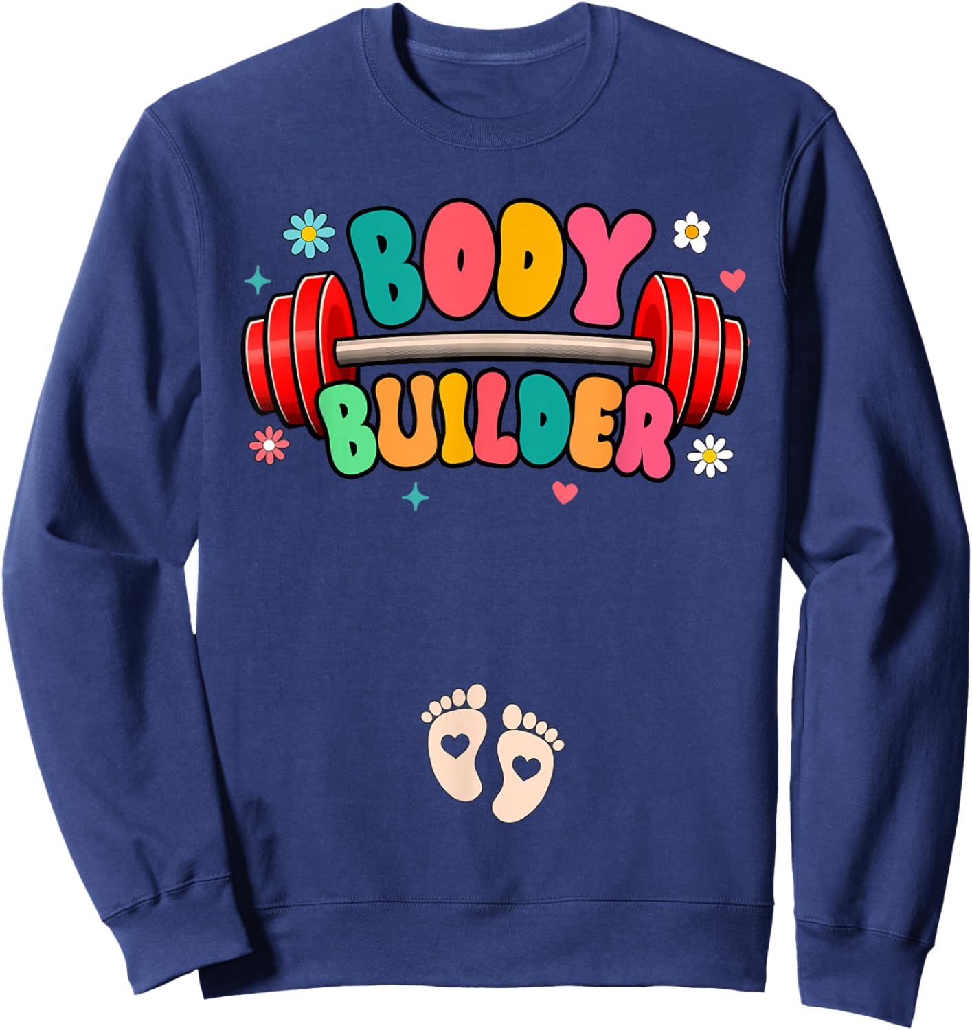 Pregnancy Announcement Fitness Workout Gym Bodybuilder Sweatshirt - Sweatshirt | Navy