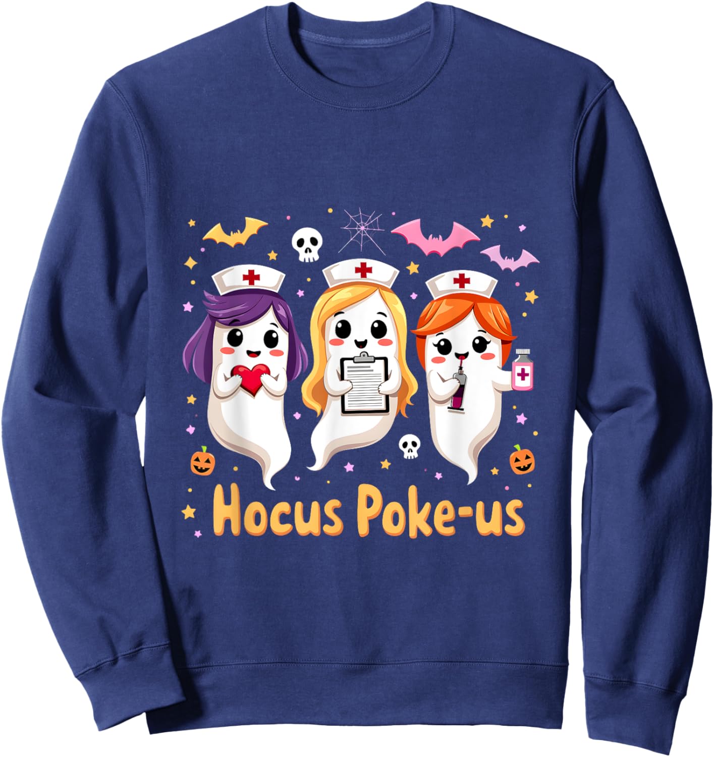 Funny Halloween Nurse Nursing Hocus Poke-Us Witches Nurse Sweatshirt - Sweatshirt | Navy