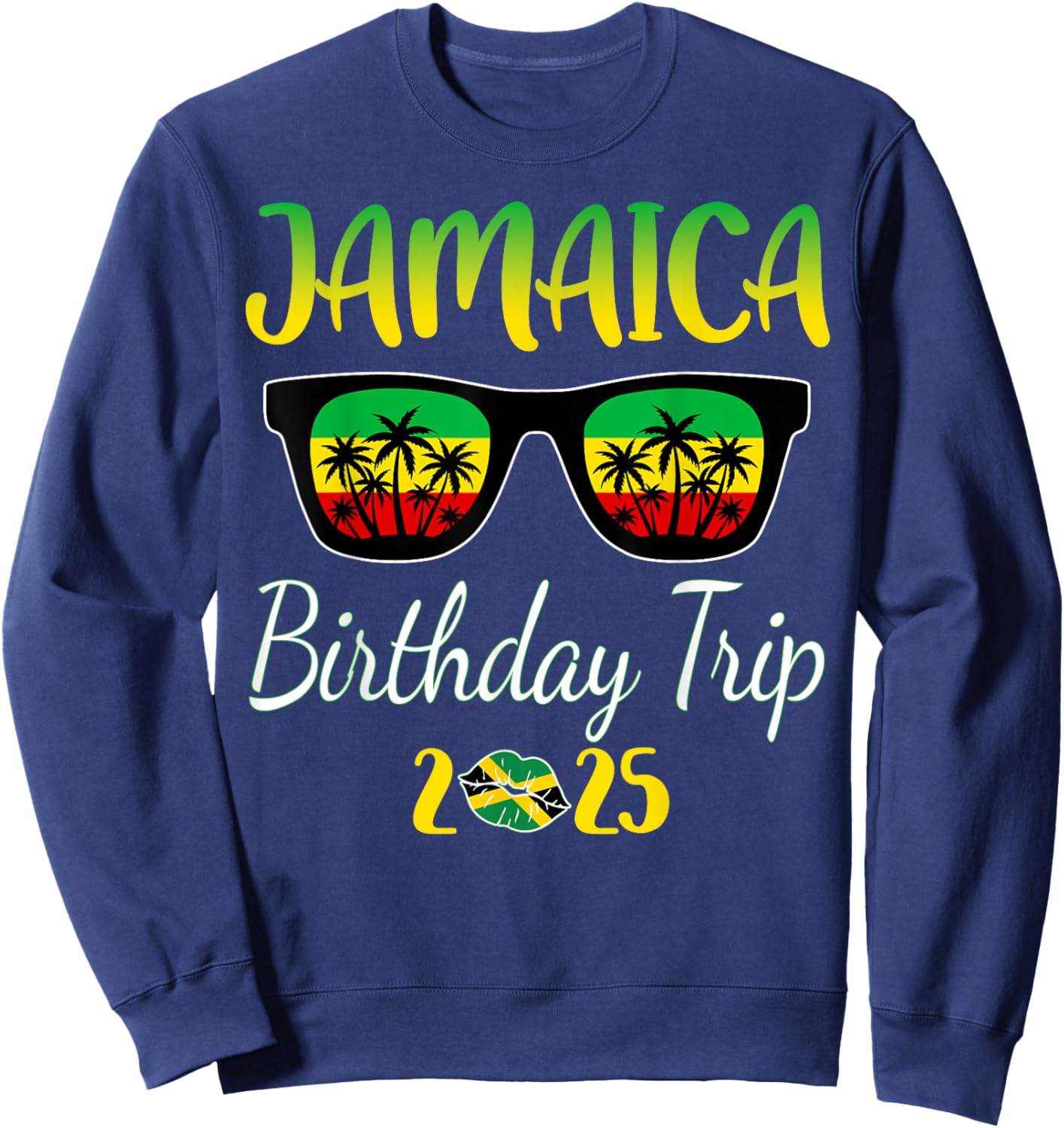 Jamaica Birthday Trip 2025 Funny Family Matching Sweatshirt - Sweatshirt | Navy