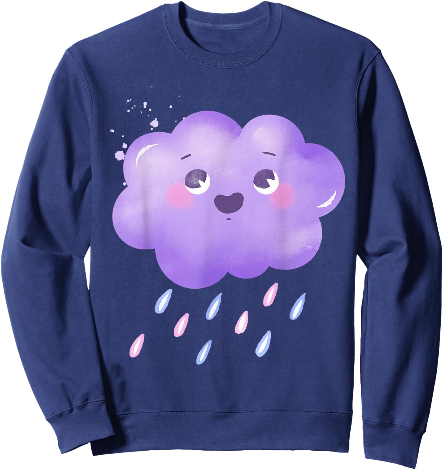 Funny Purple Clouds Rain Drop Boy Girl Kids Sweatshirt - Sweatshirt | Navy