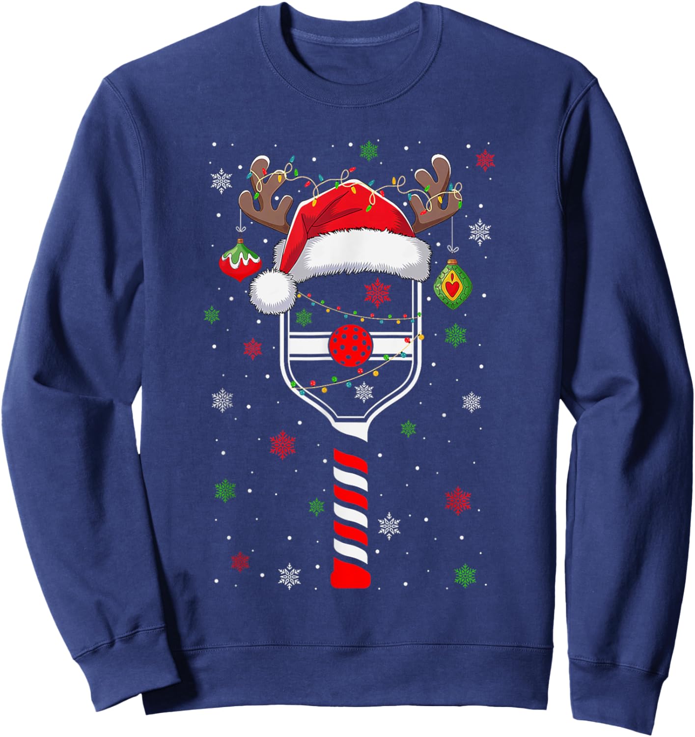 Funny Pickleball Player Christmas Holiday Reindeer Xmas Sweatshirt - Sweatshirt | Navy